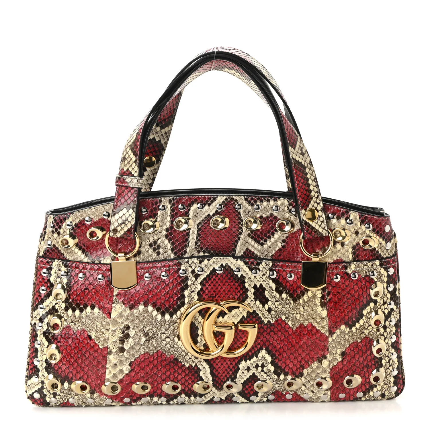 Snakeskin Large Arli Top Handle Bag Pink Beige