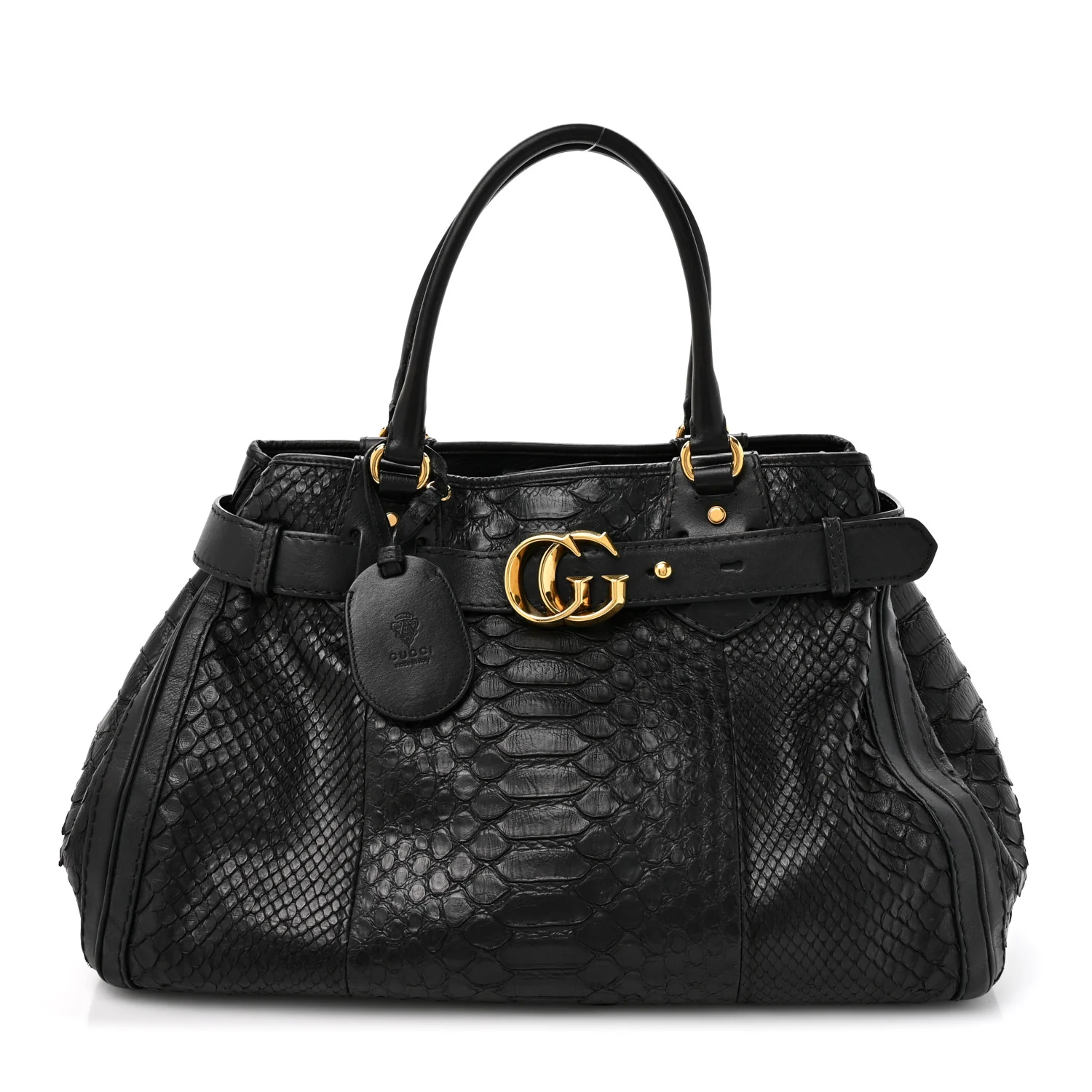 Snakeskin Large GG Running Tote Black