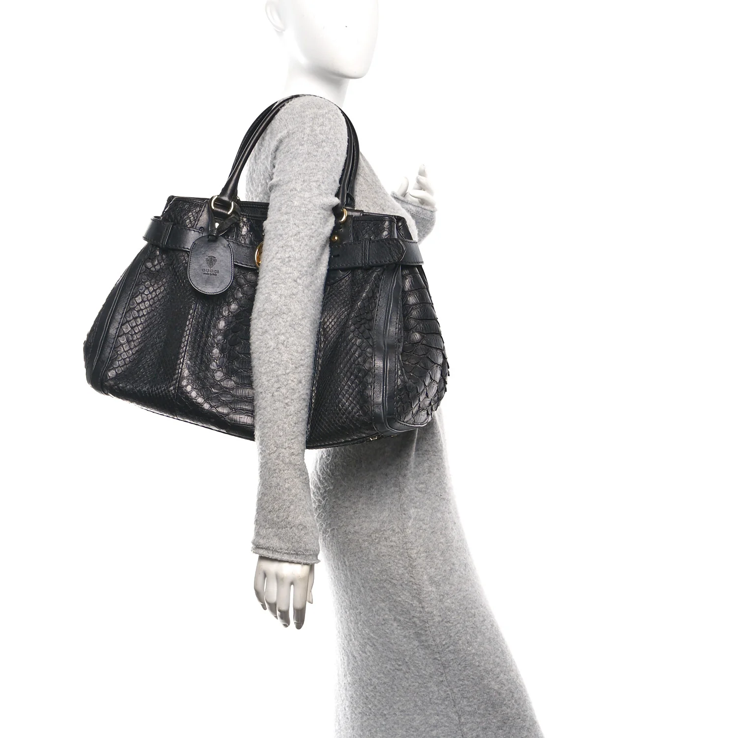Snakeskin Large GG Running Tote Black - Image 2