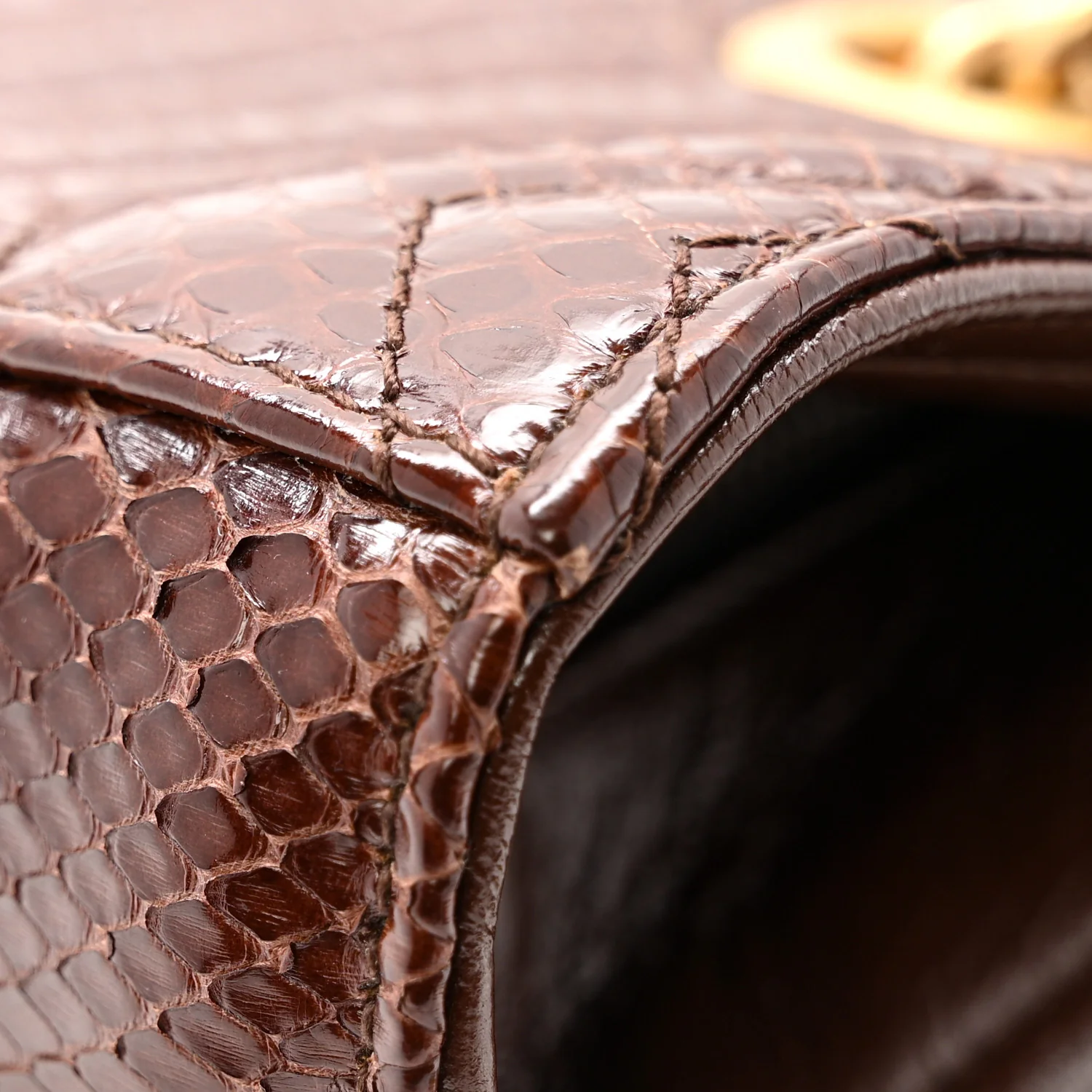 Snakeskin Matelasse Medium GG Marmont Slim Tote Brown - Image 12