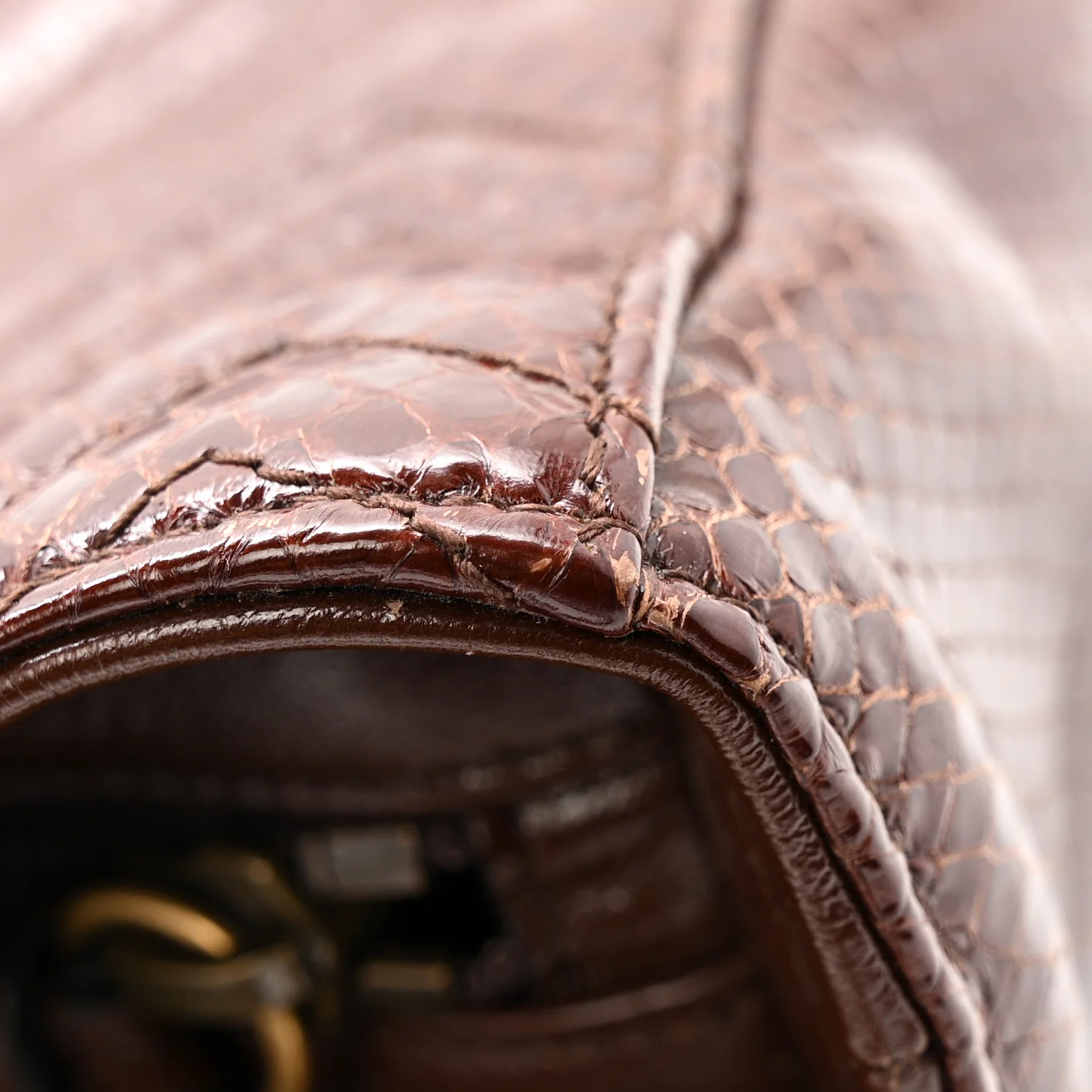 Snakeskin Matelasse Medium GG Marmont Slim Tote Brown - Image 13