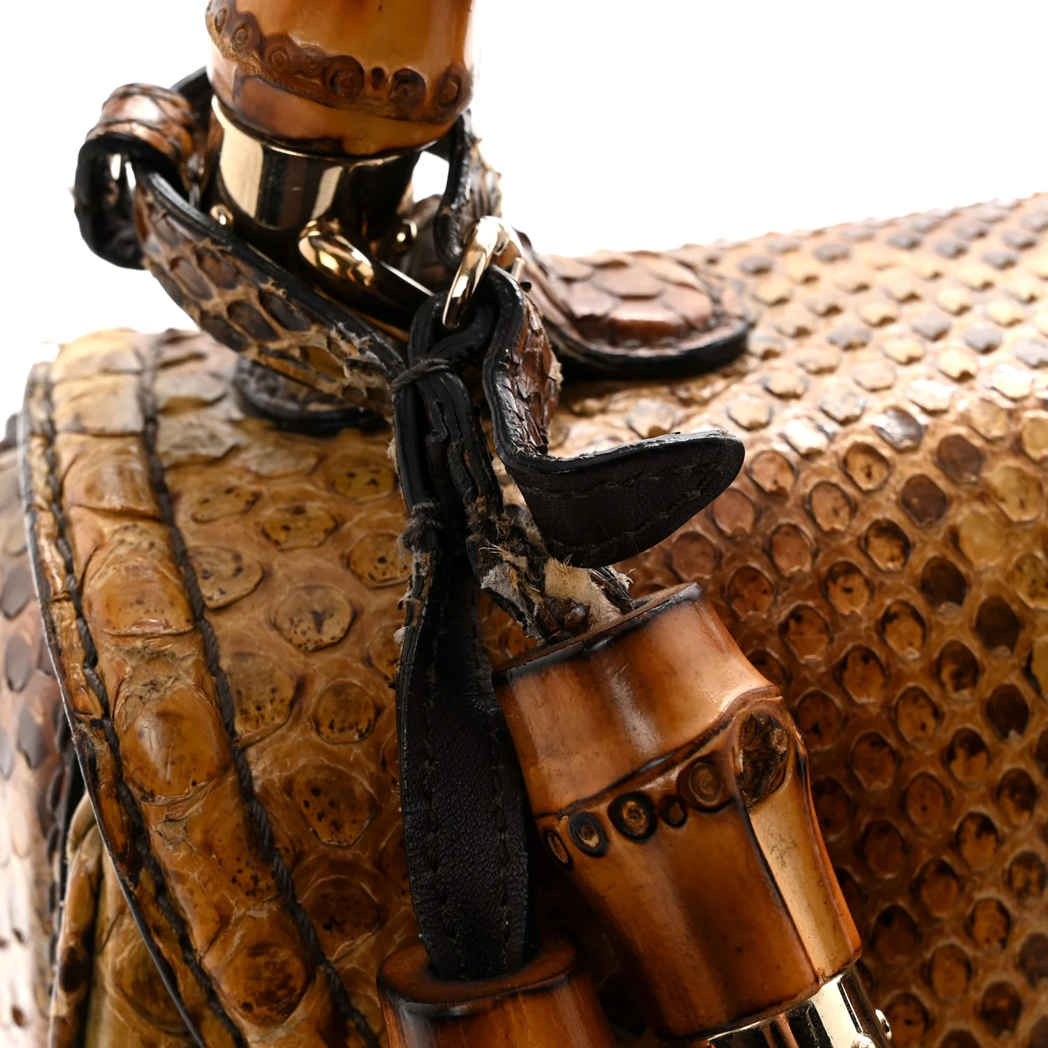Snakeskin Medium New Bamboo Top Handle Bag Natural - Image 13