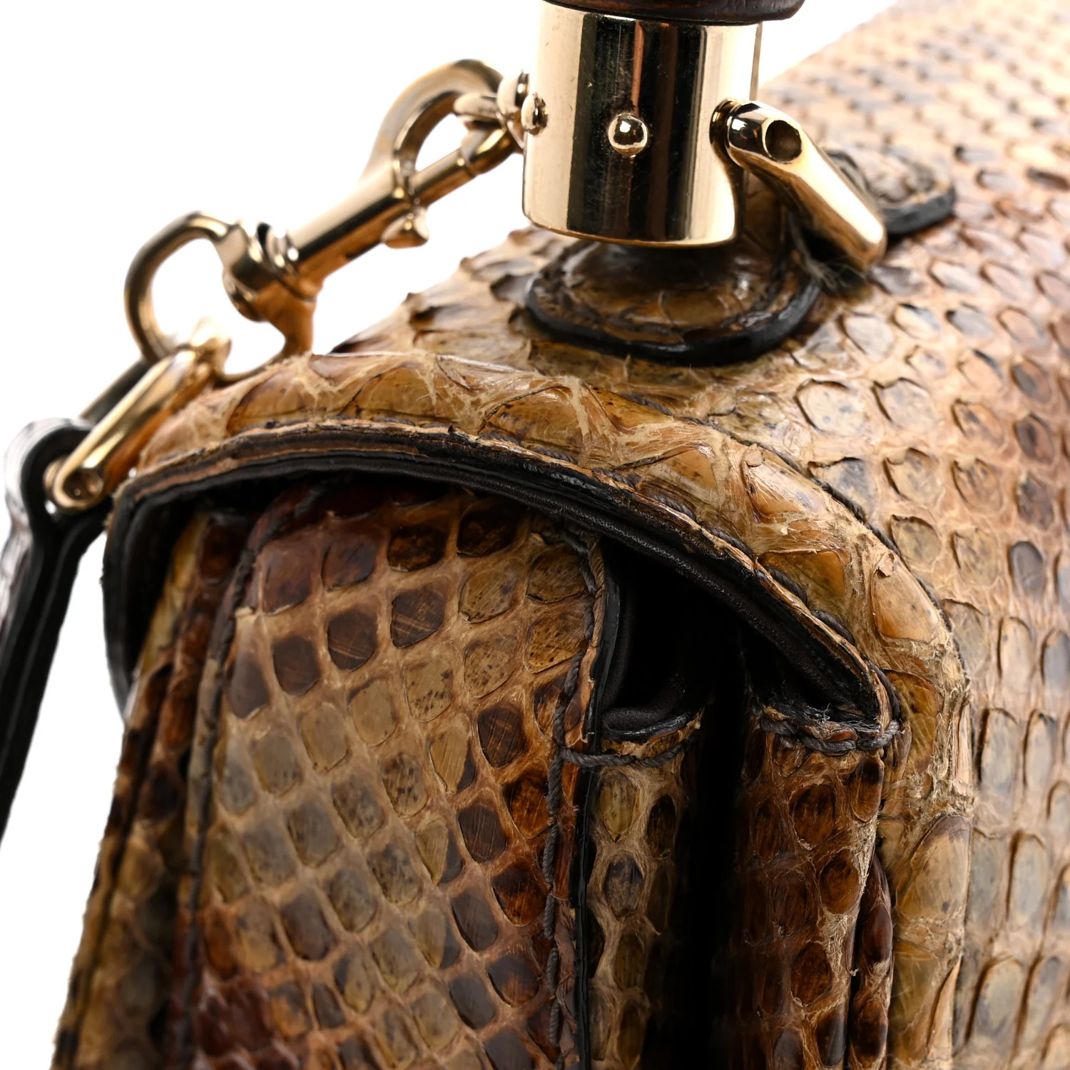 Snakeskin Medium New Bamboo Top Handle Bag Natural - Image 15
