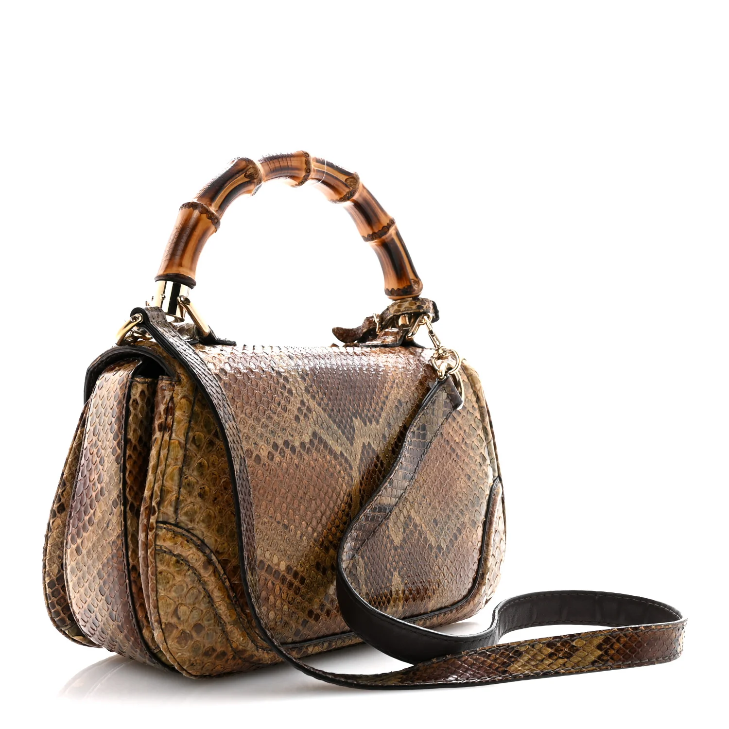 Snakeskin Medium New Bamboo Top Handle Bag Natural - Image 3