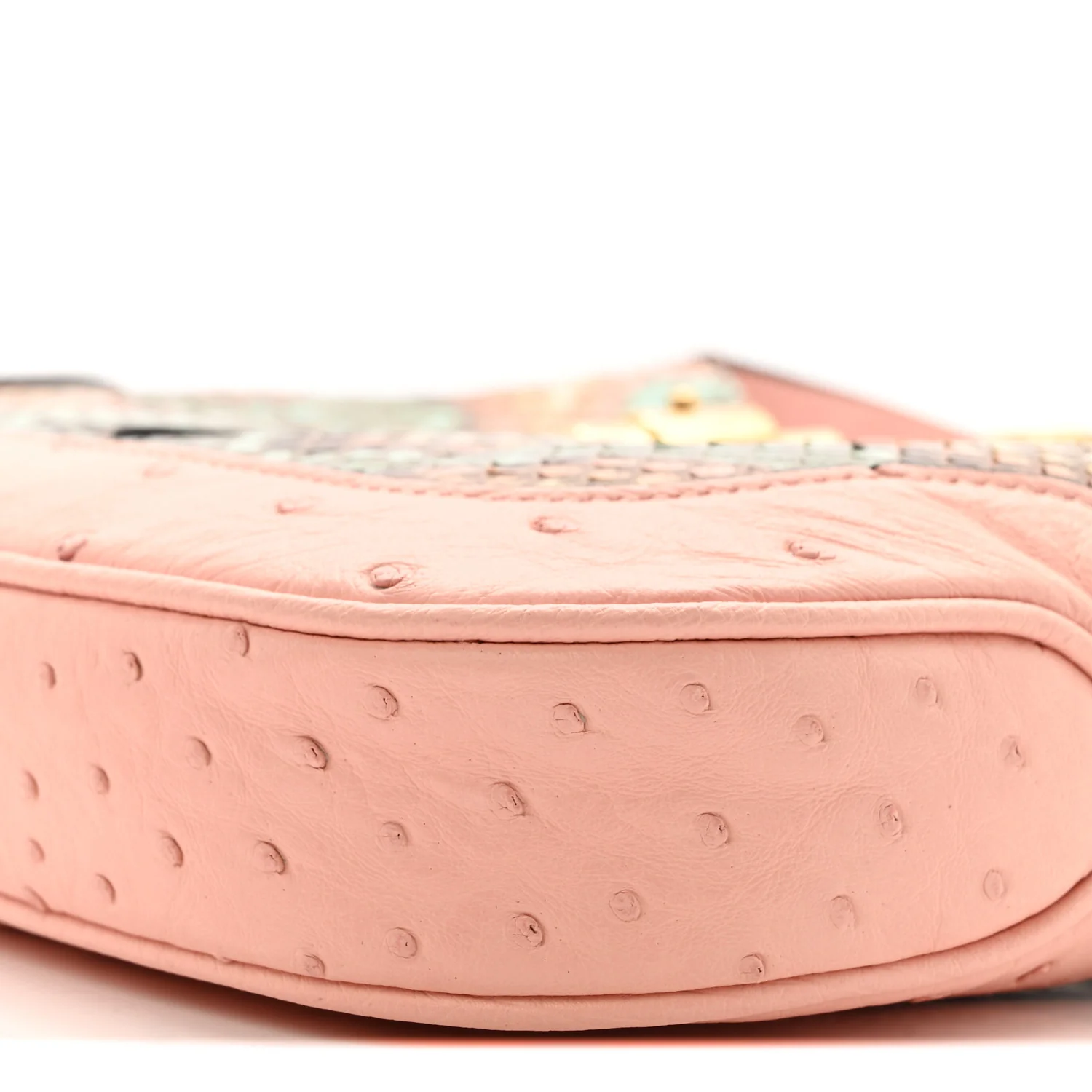 Snakeskin Ostrich Calfskin Small Jackie 1961 Hobo Pink Multicolor - Image 11