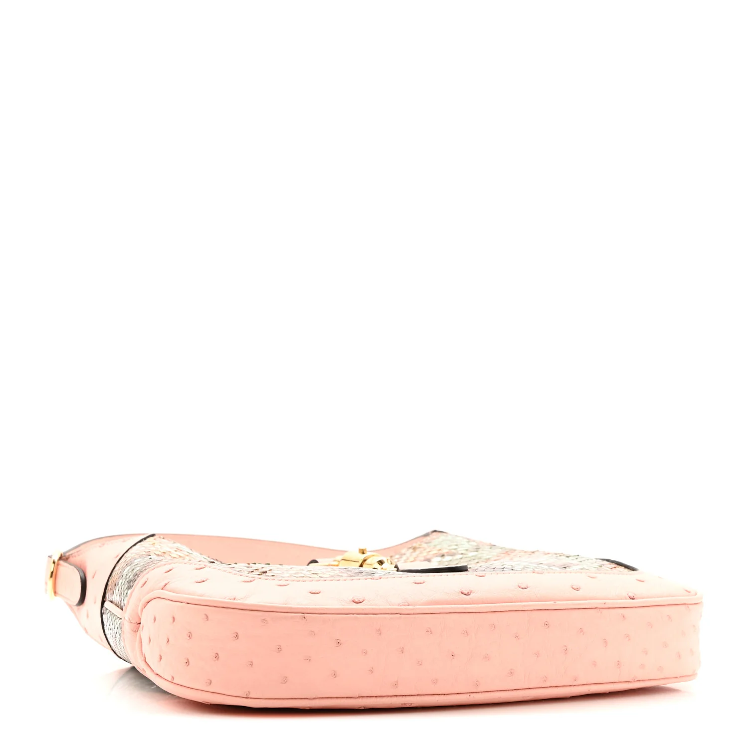 Snakeskin Ostrich Calfskin Small Jackie 1961 Hobo Pink Multicolor - Image 4