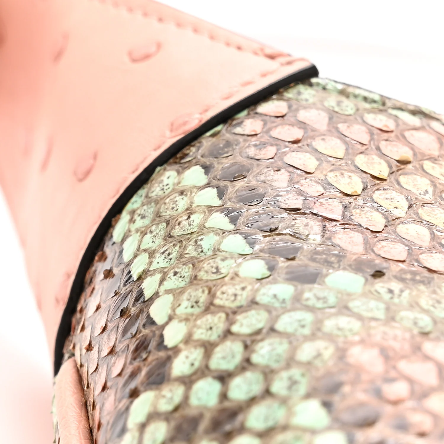 Snakeskin Ostrich Calfskin Small Jackie 1961 Hobo Pink Multicolor - Image 14