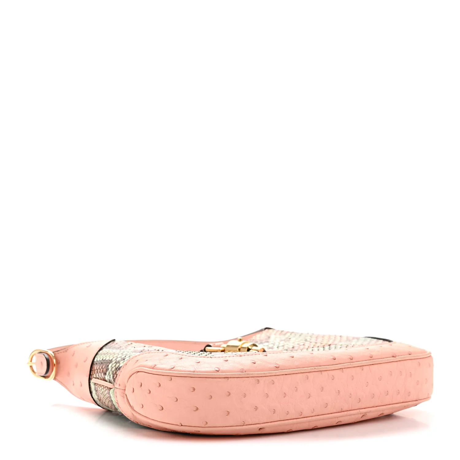 Snakeskin Ostrich Calfskin Small Jackie 1961 Hobo Pink Multicolor - Image 4