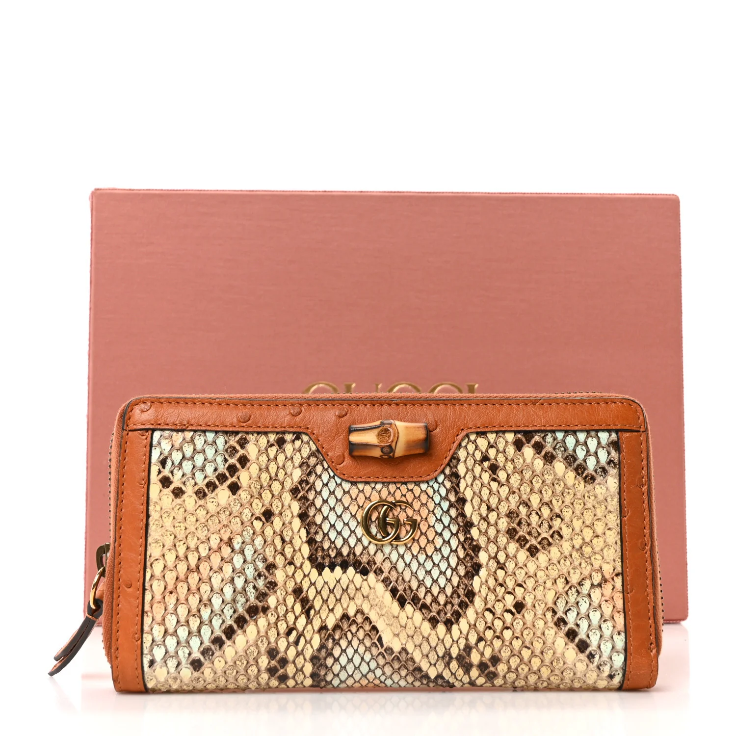 Snakeskin Ostrich Diana Continental Wallet Butter Ivory Paradise Cloud Natural Gold - Image 10