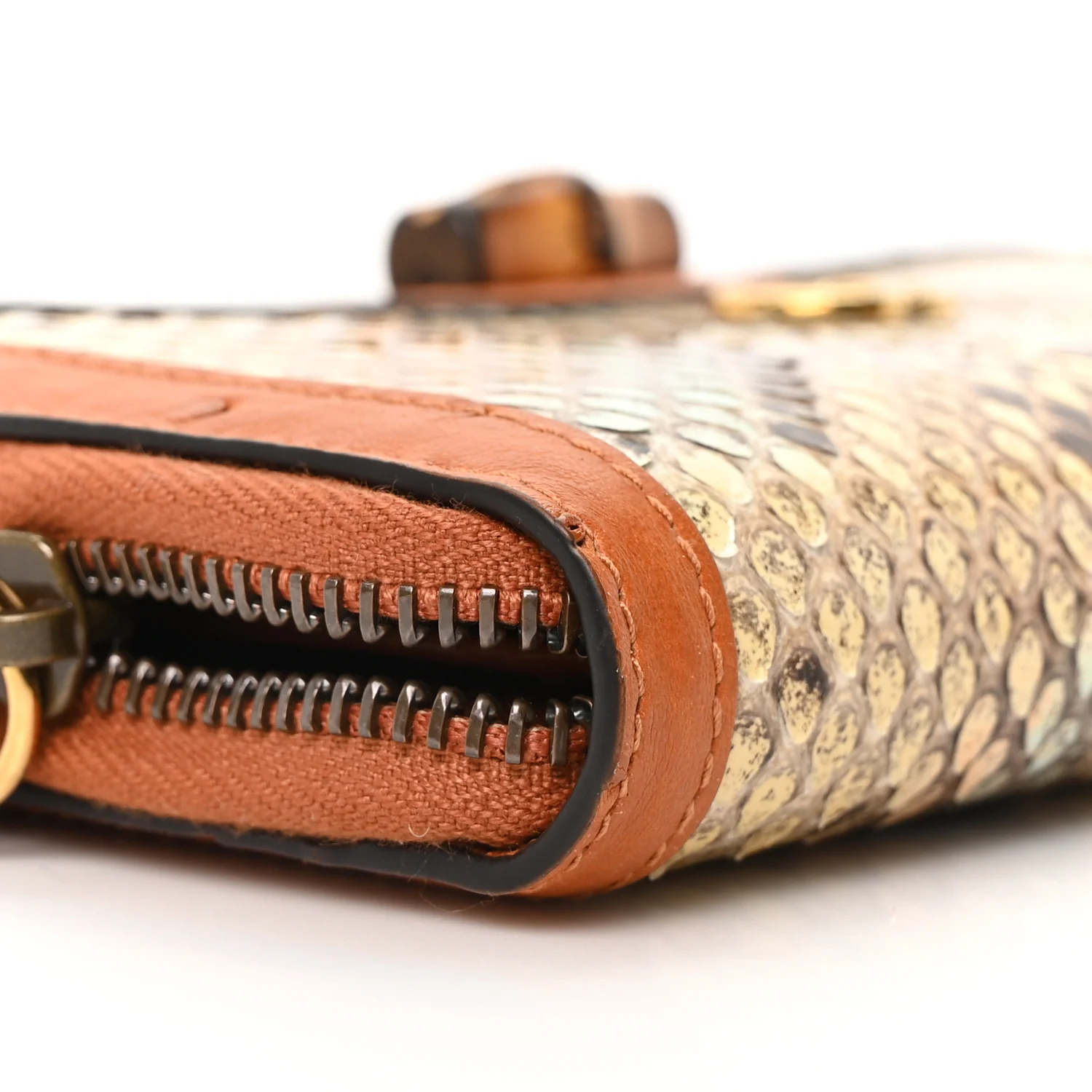 Snakeskin Ostrich Diana Continental Wallet Butter Ivory Paradise Cloud Natural Gold - Image 8