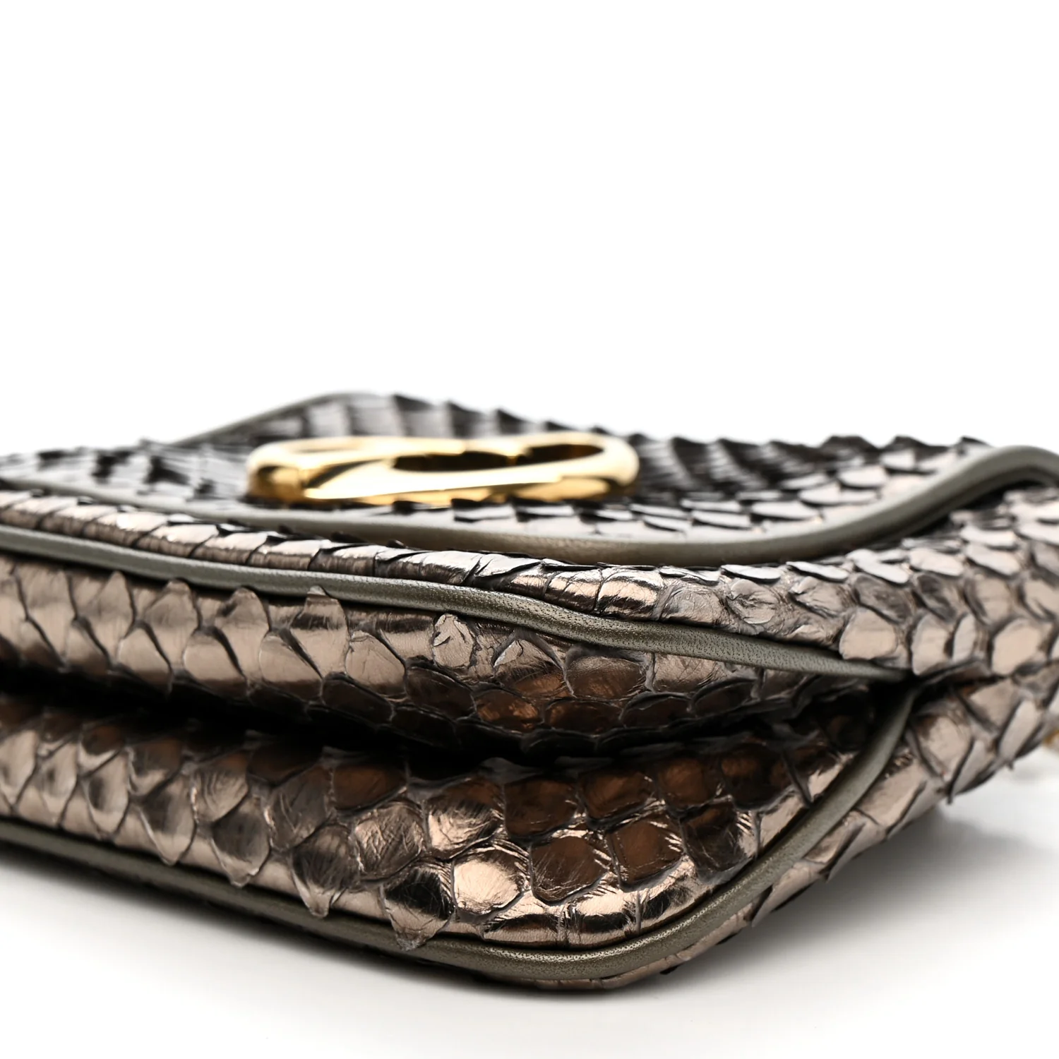 Snakeskin Small 1973 Chain Shoulder Bag Gunmetal - Image 10