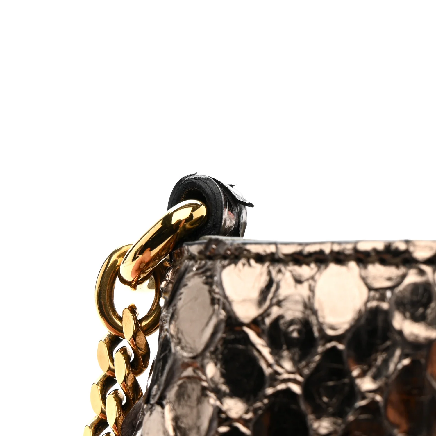 Snakeskin Small 1973 Chain Shoulder Bag Gunmetal - Image 12