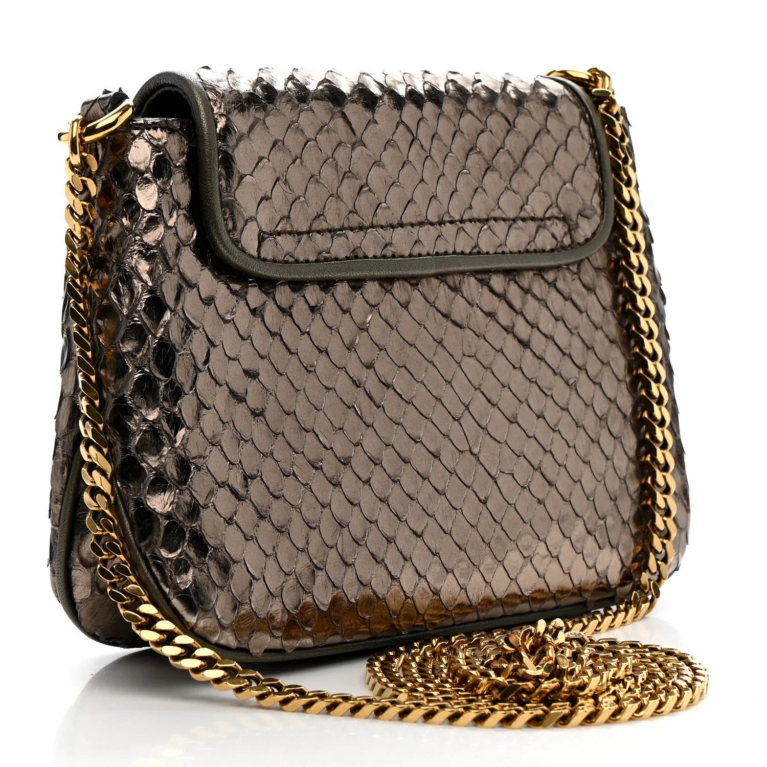 Snakeskin Small 1973 Chain Shoulder Bag Gunmetal - Image 3