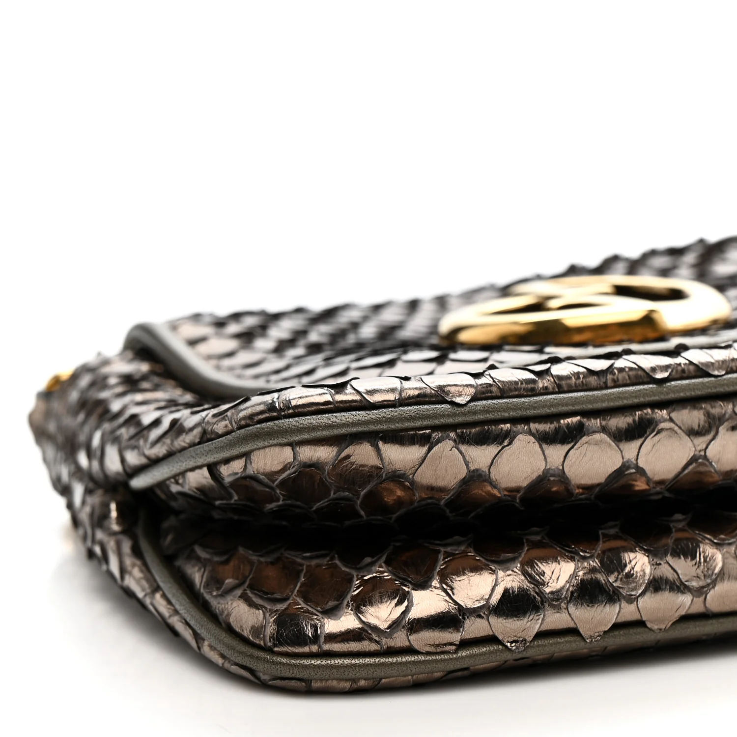 Snakeskin Small 1973 Chain Shoulder Bag Gunmetal - Image 9