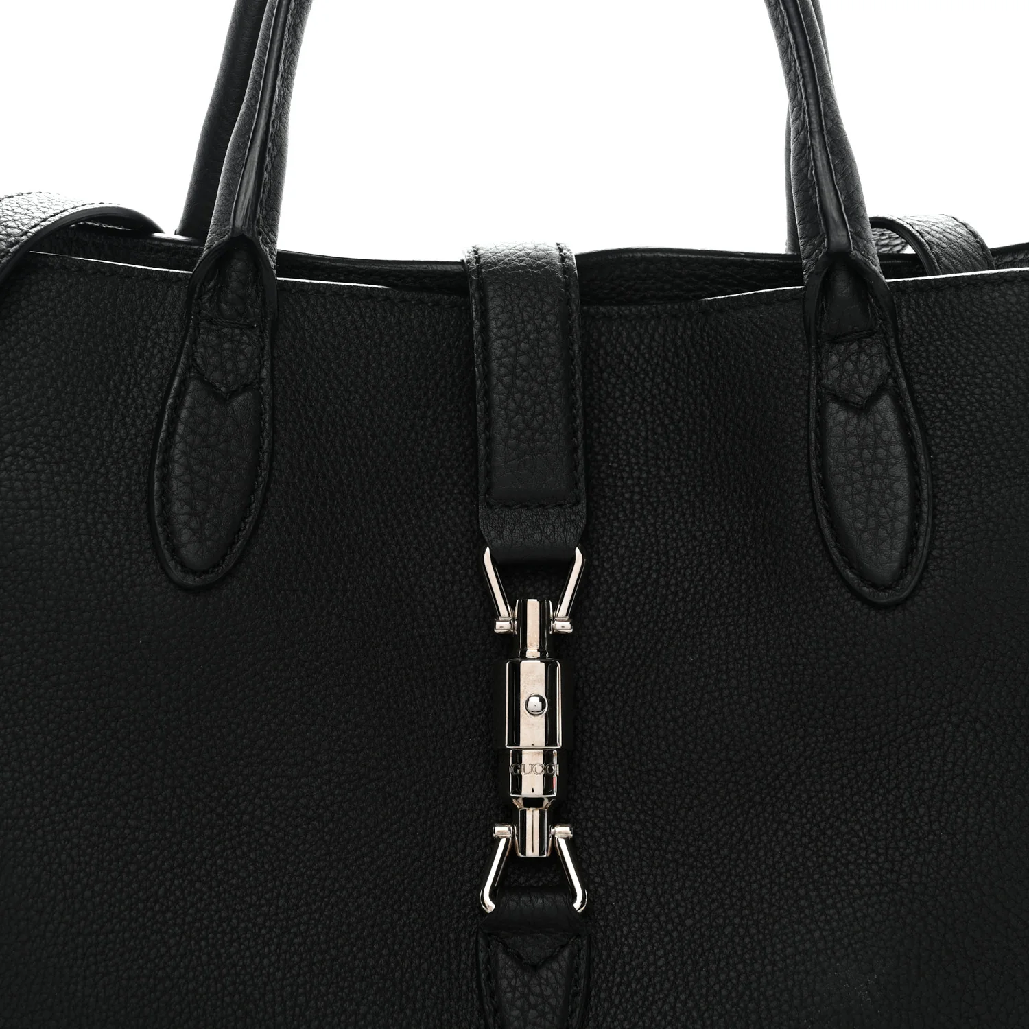 Soft Calfskin Small Jackie Top Handle Bag Black - Image 8