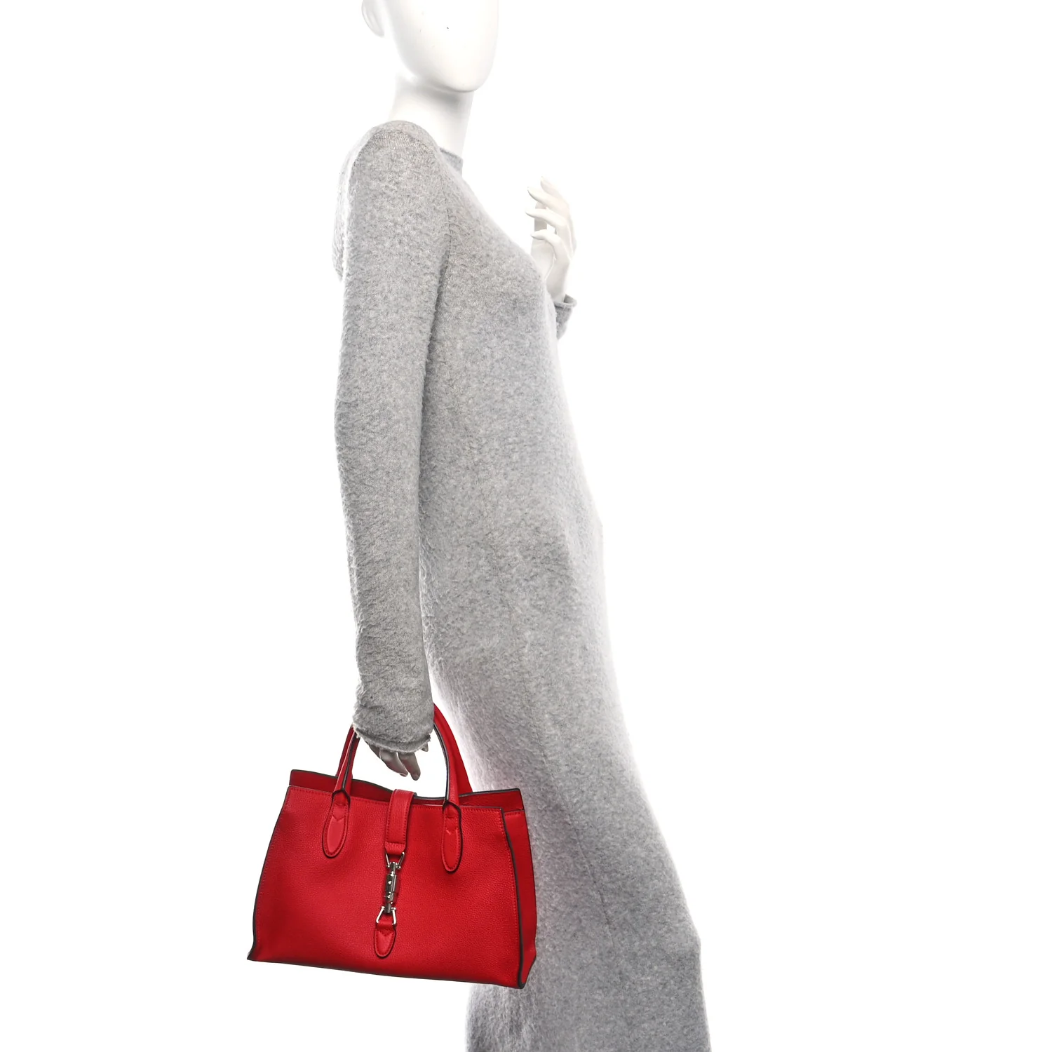 Soft Calfskin Small Jackie Top Handle Bag Hibiscus Red - Image 2