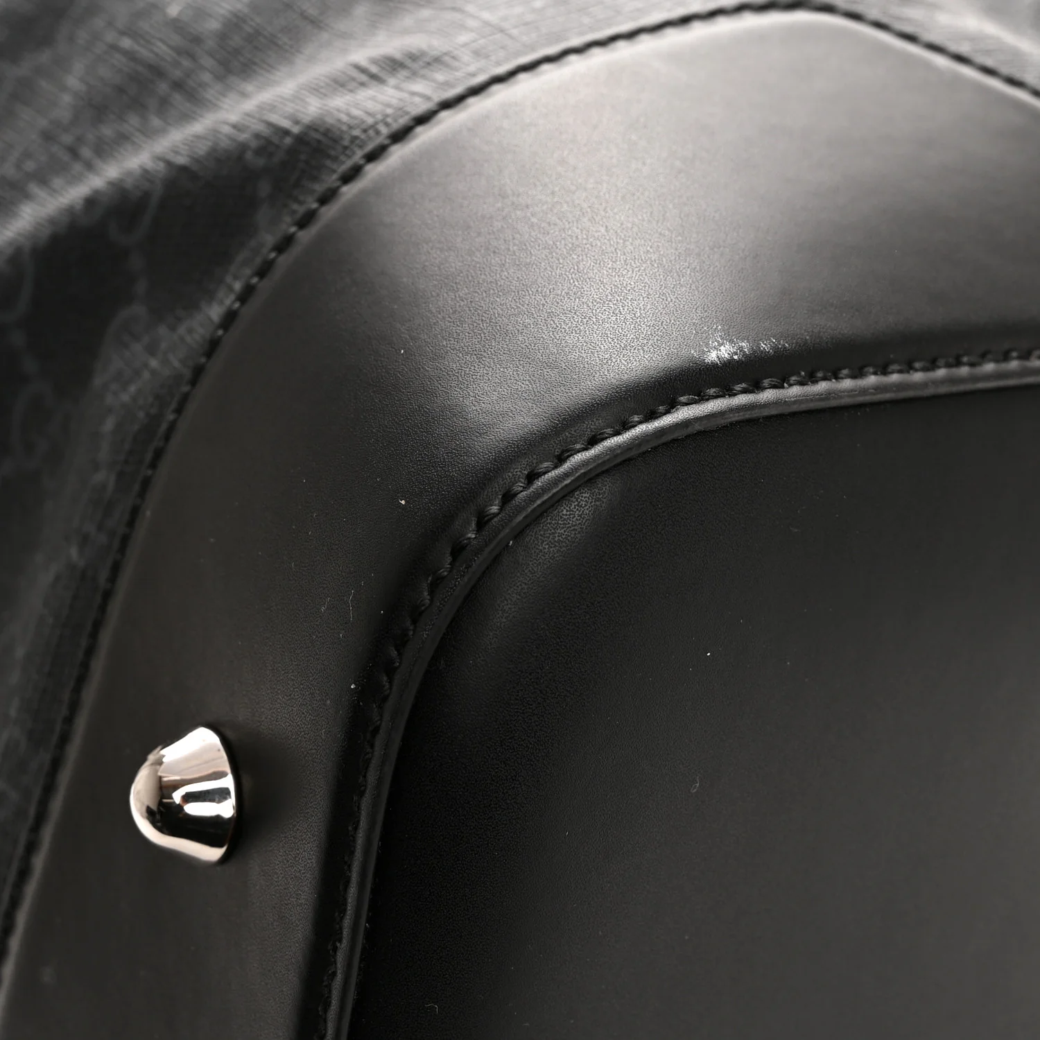 Soft GG Supreme Monogram Appia Calfskin Web Large Carry On Duffle Bag Black Grey - Image 10