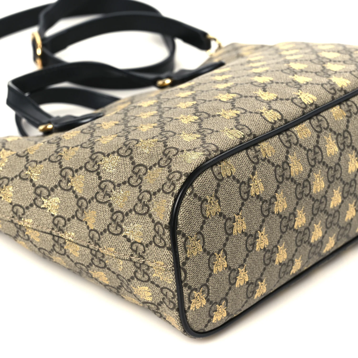 Soft GG Supreme Monogram Bees Small Crossbody Tote Beige Oro Black - Image 10