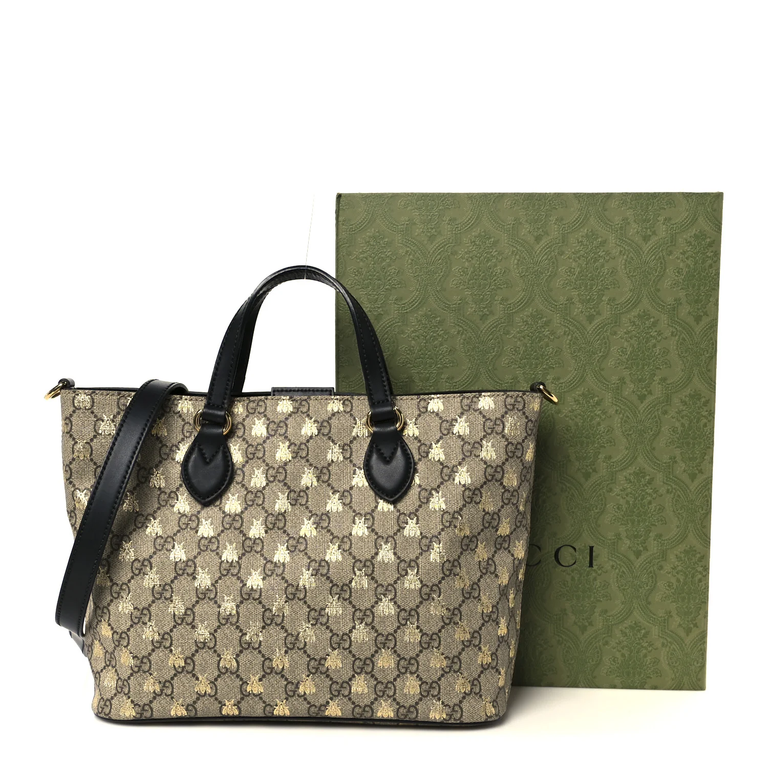 Soft GG Supreme Monogram Bees Small Crossbody Tote Beige Oro Black - Image 13