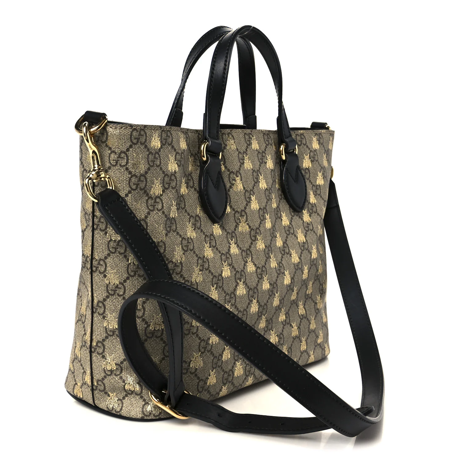 Soft GG Supreme Monogram Bees Small Crossbody Tote Beige Oro Black - Image 3
