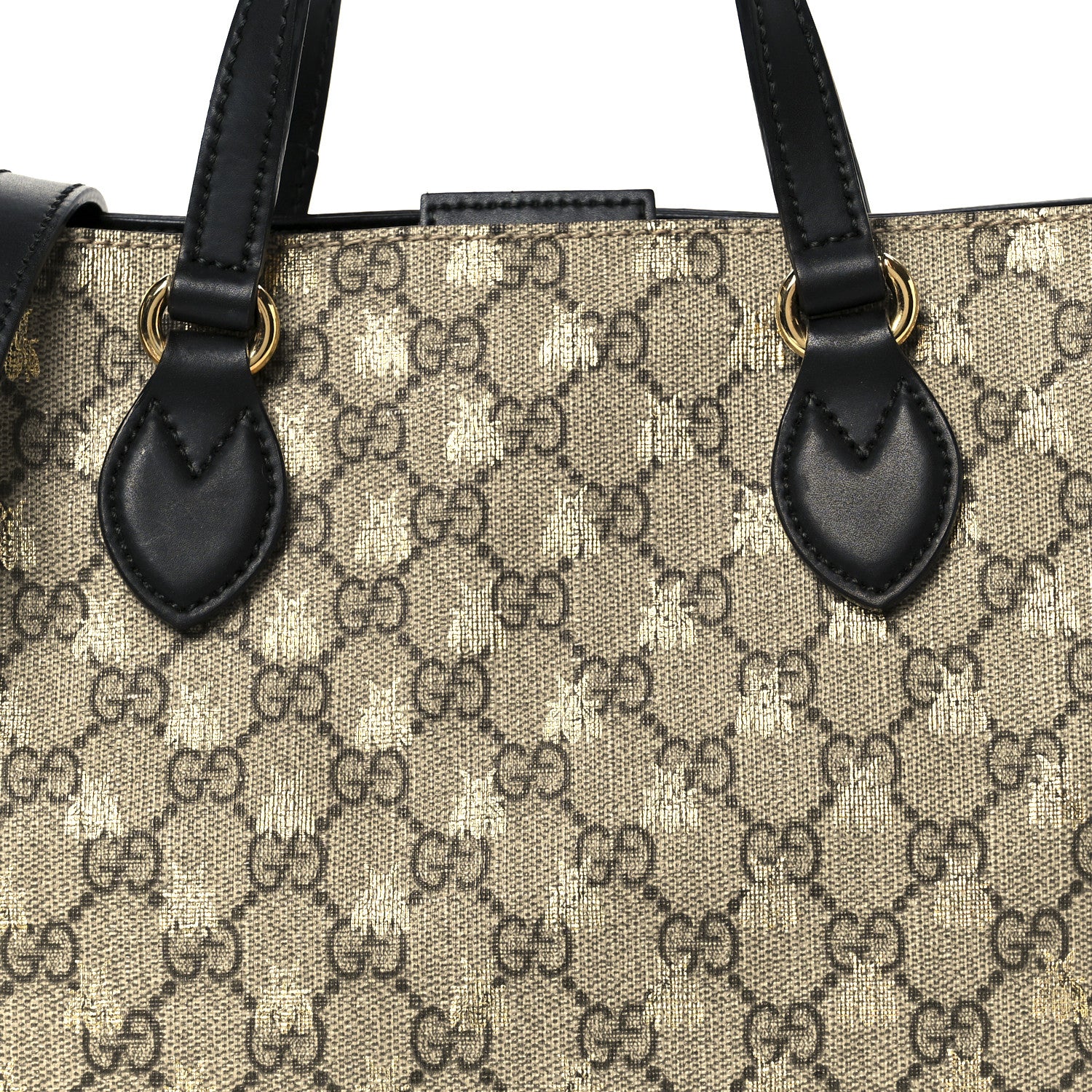 Soft GG Supreme Monogram Bees Small Crossbody Tote Beige Oro Black - Image 9