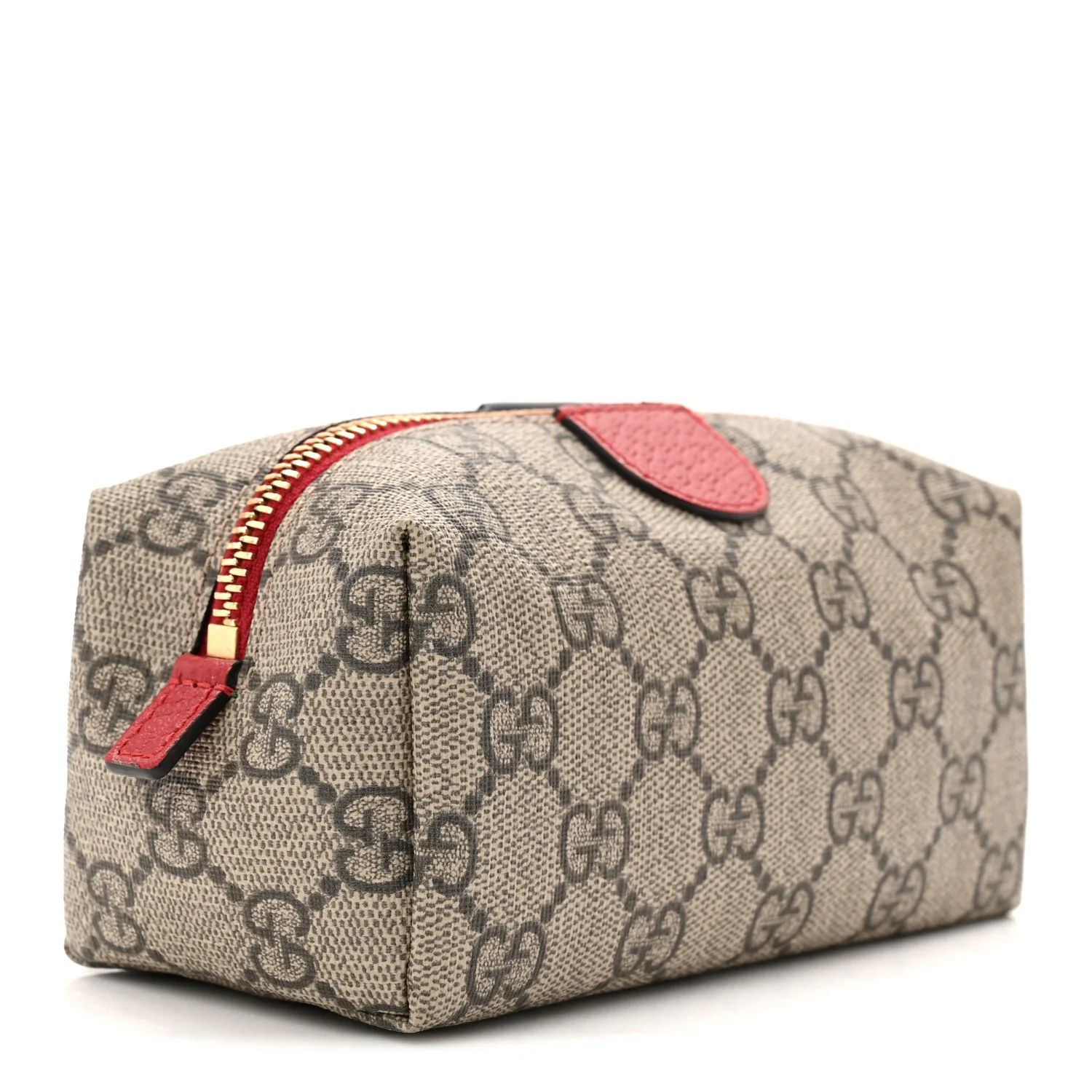 Soft GG Supreme Monogram Calfskin Small Ophidia Cosmetic Case Beige Ebony Hibiscus Red - Image 3