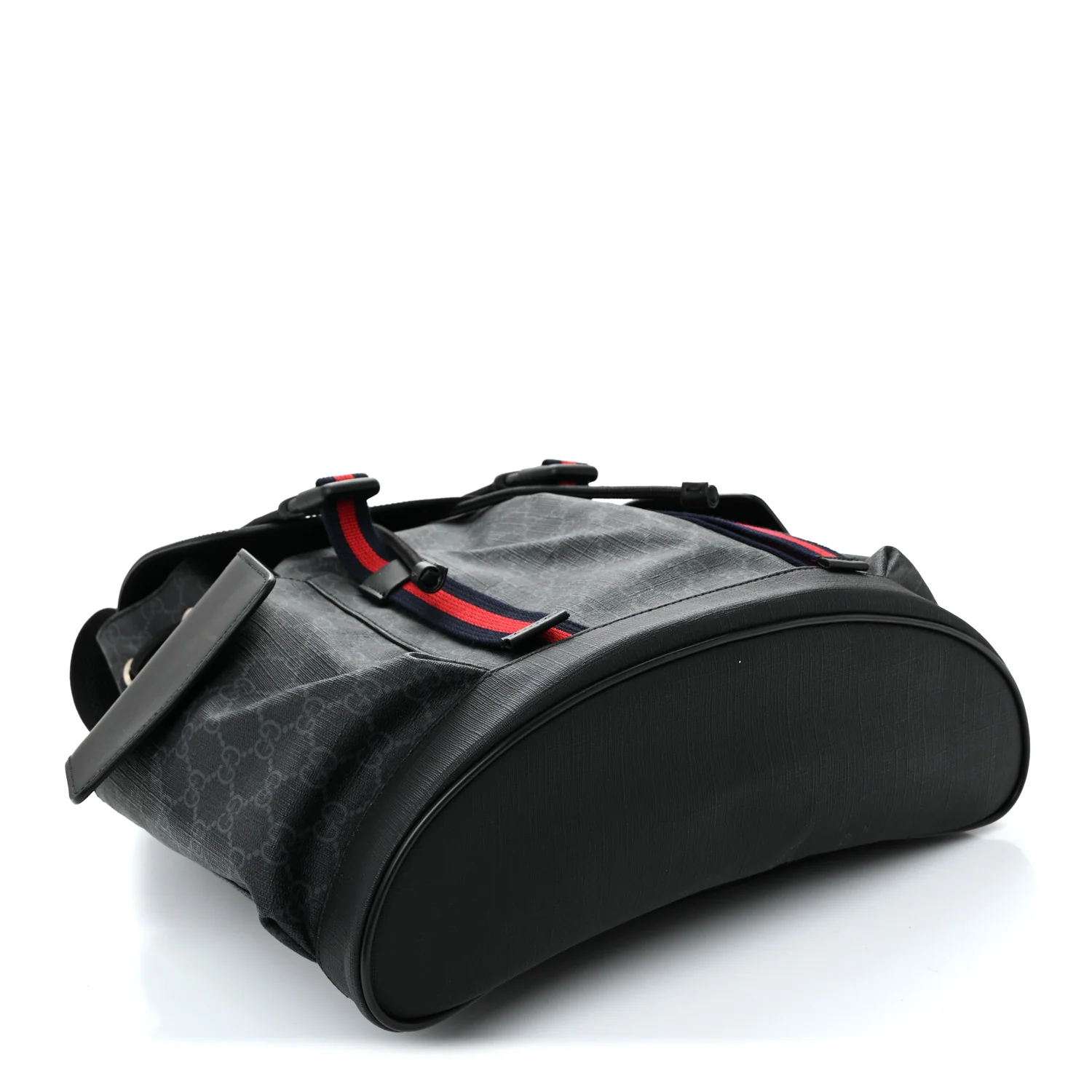 Soft GG Supreme Monogram Calfskin Web Double Buckle Backpack Black - Image 4