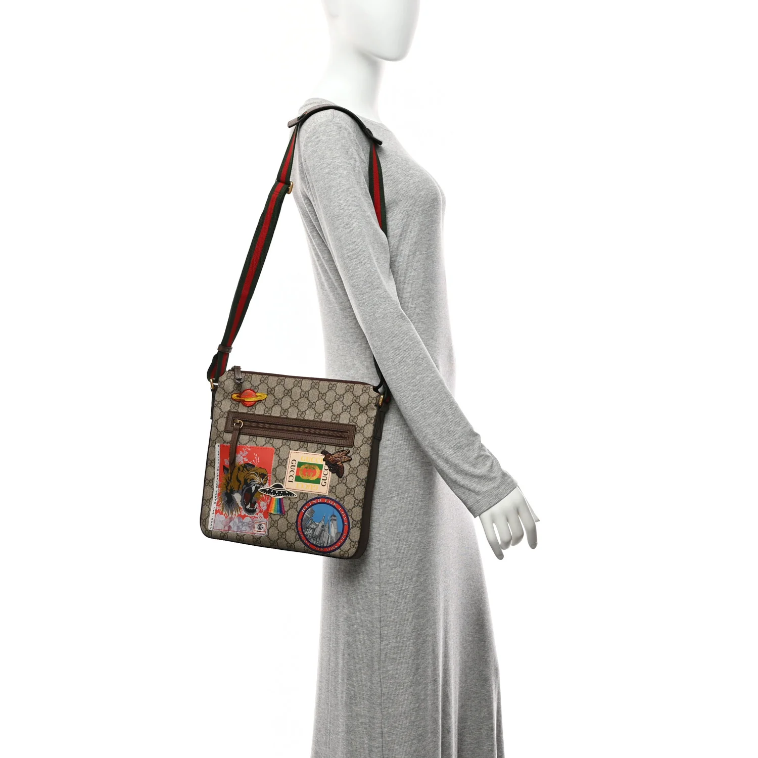 Soft GG Supreme Monogram Courrier Web Medium Flat Messenger Bag Beige New Acero Multicolor - Image 2