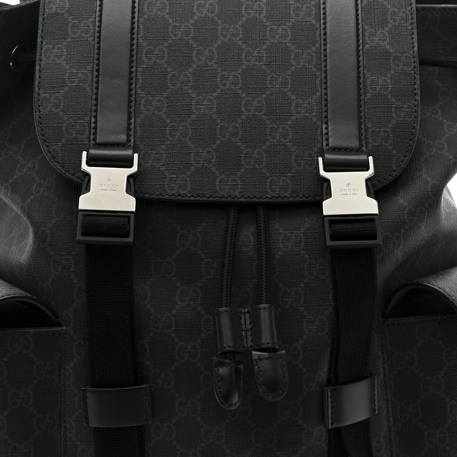 Soft GG Supreme Monogram Large Double Buckle Backpack Black - Image 9