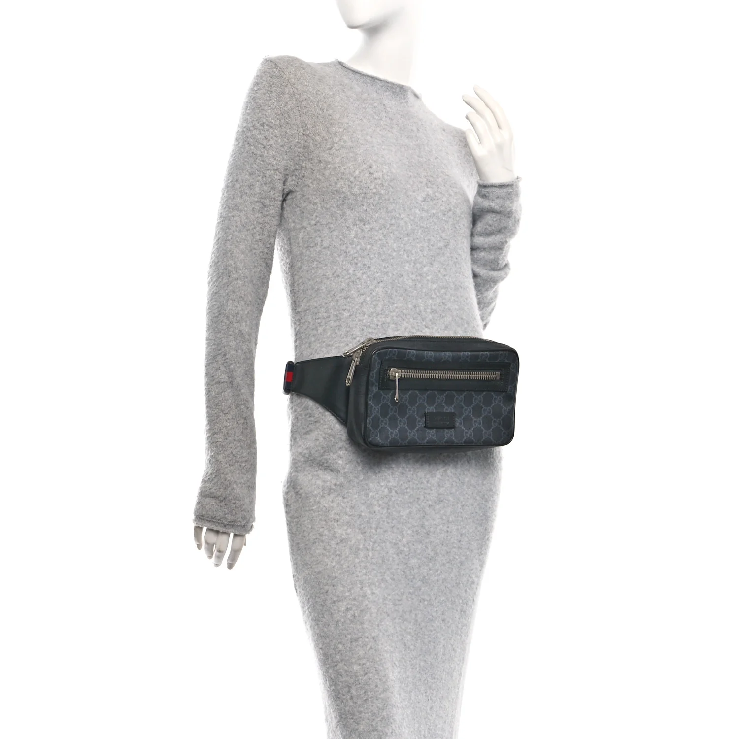 Soft GG Supreme Monogram Web Belt Bag Black Grey - Image 2