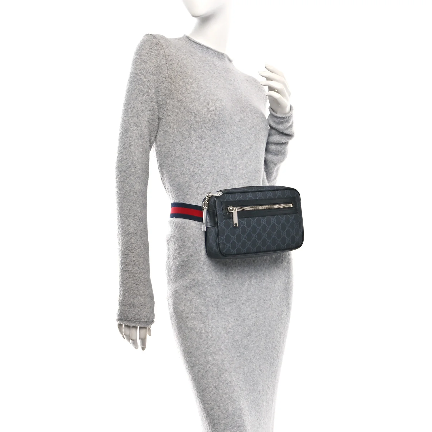 Soft GG Supreme Monogram Web Belt Bag Black Grey - Image 2
