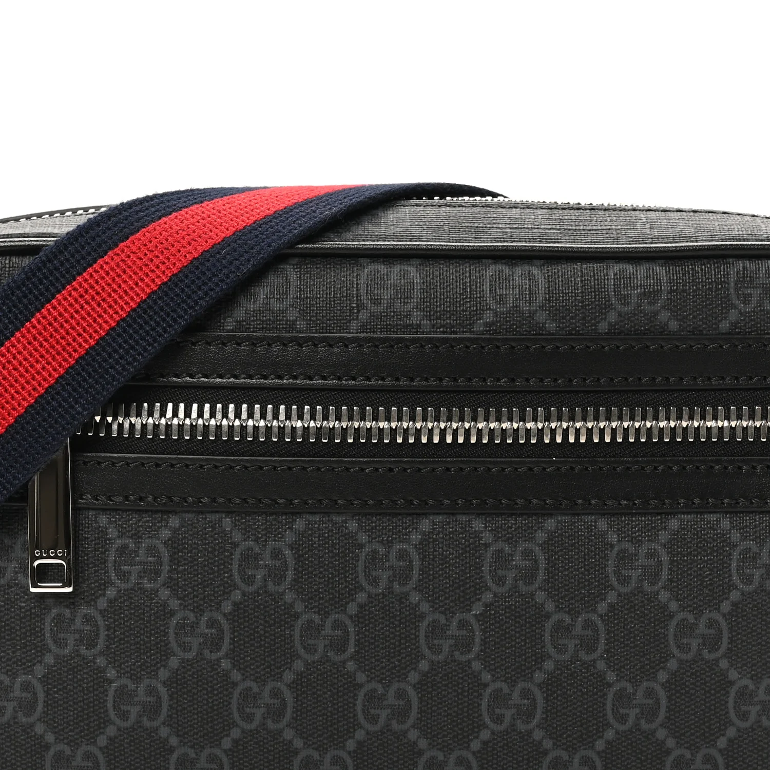 Soft GG Supreme Monogram Web Belt Bag Black Grey - Image 8