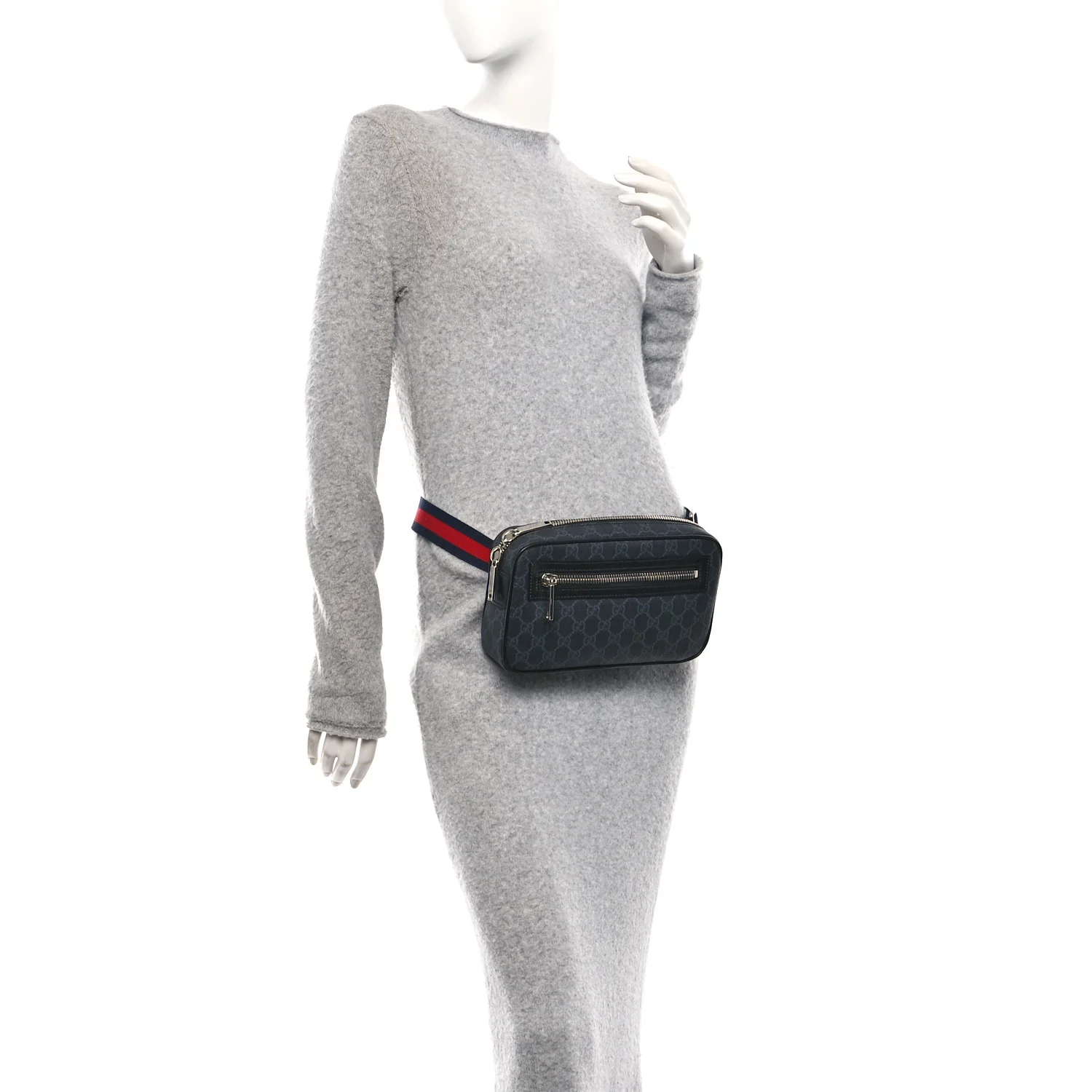 Soft GG Supreme Monogram Web Belt Bag Black Grey - Image 2