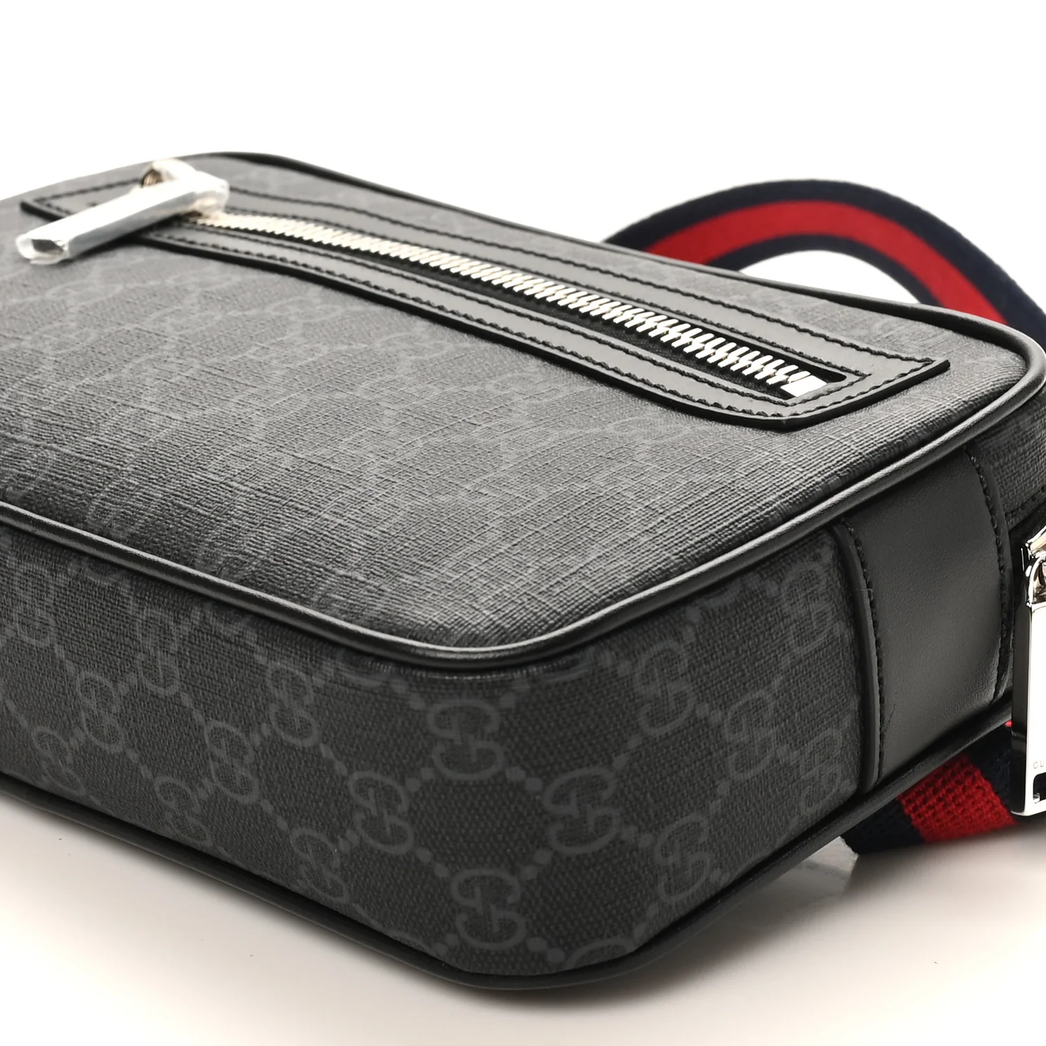 Soft GG Supreme Monogram Web Belt Bag Black Grey - Image 10