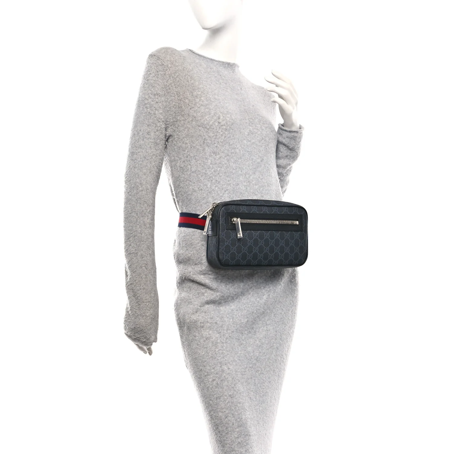 Soft GG Supreme Monogram Web Belt Bag Black Grey - Image 3