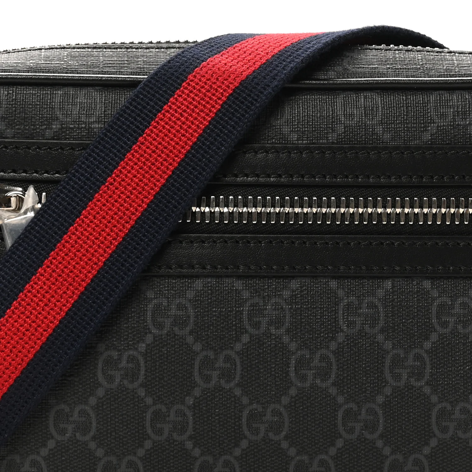 Soft GG Supreme Monogram Web Belt Bag Black Grey - Image 5
