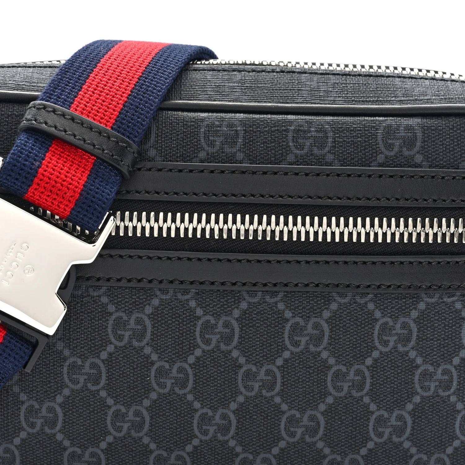 Soft GG Supreme Monogram Web Belt Bag Black Grey - Image 7