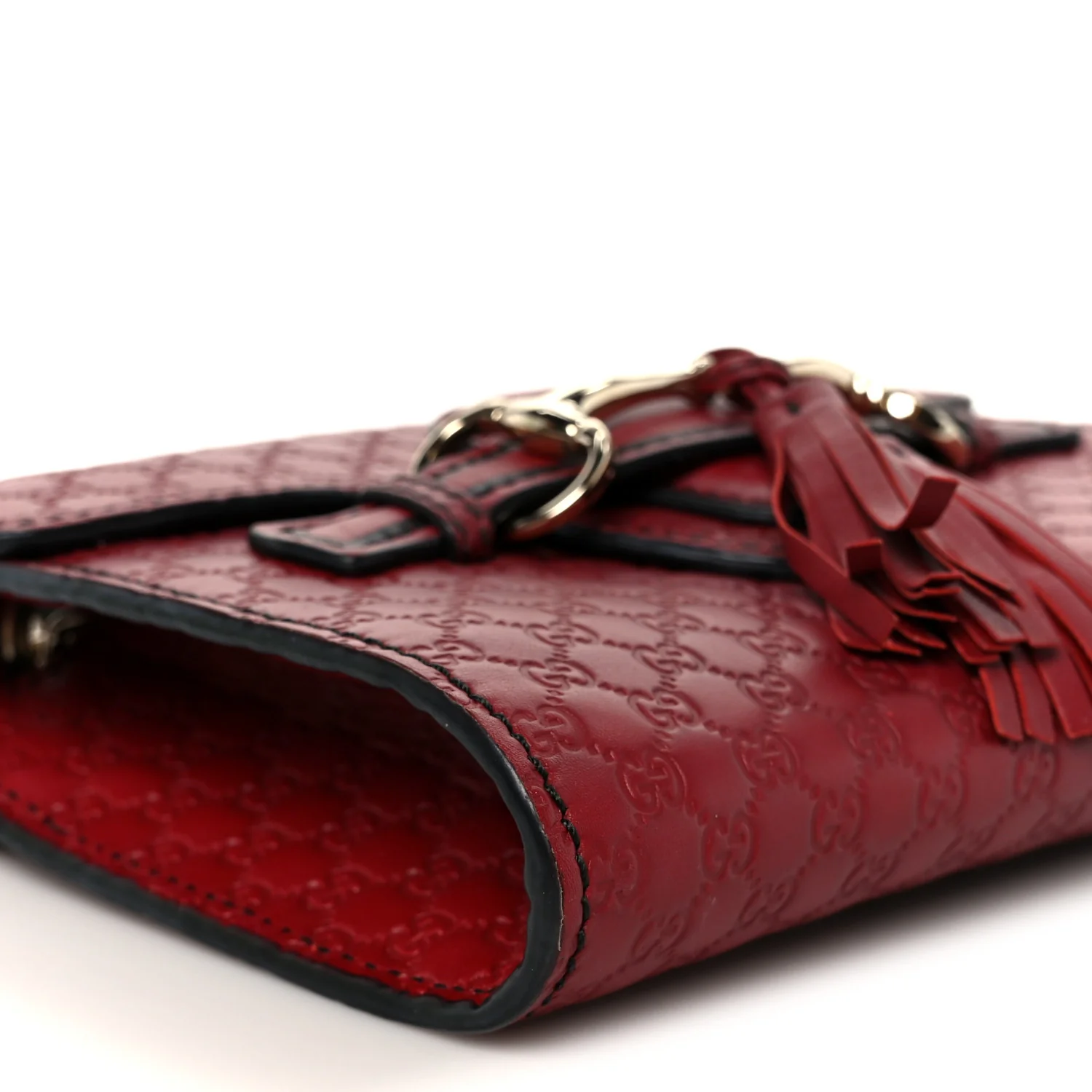 Soft Microguccissima Mini Emily Chain Shoulder Bag Rosso - Image 11
