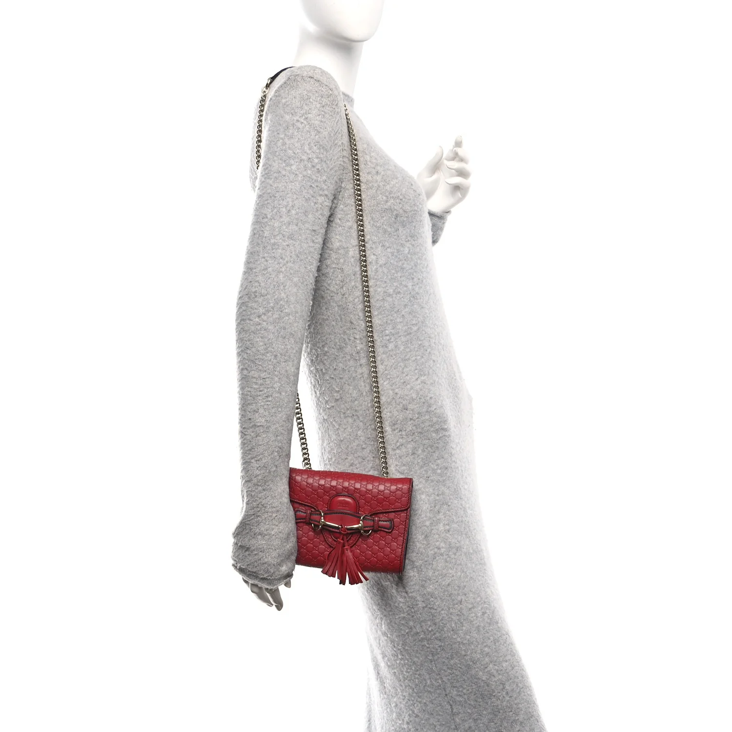 Soft Microguccissima Mini Emily Chain Shoulder Bag Rosso - Image 2
