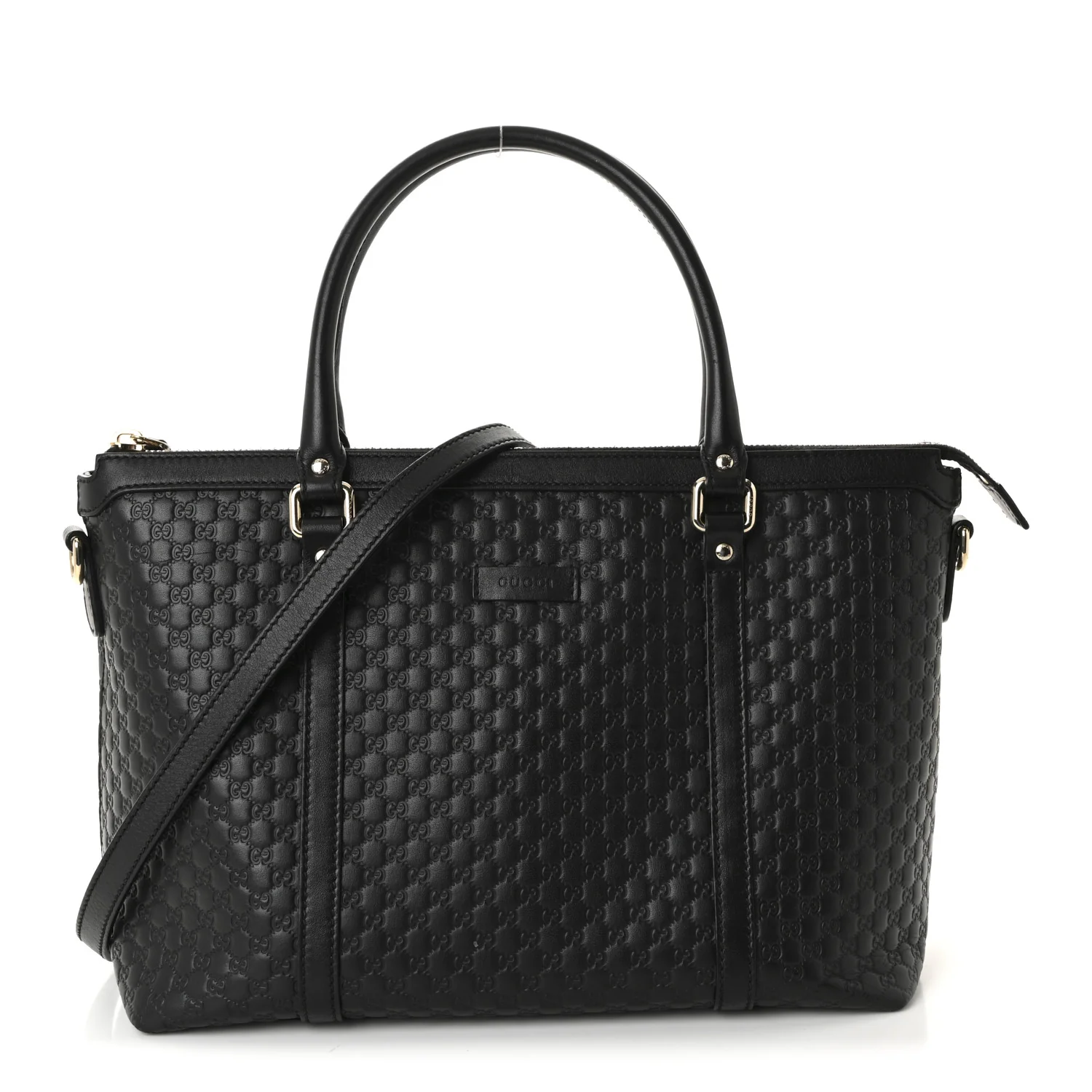 Soft Microguccissima Small Zippered Satchel Black