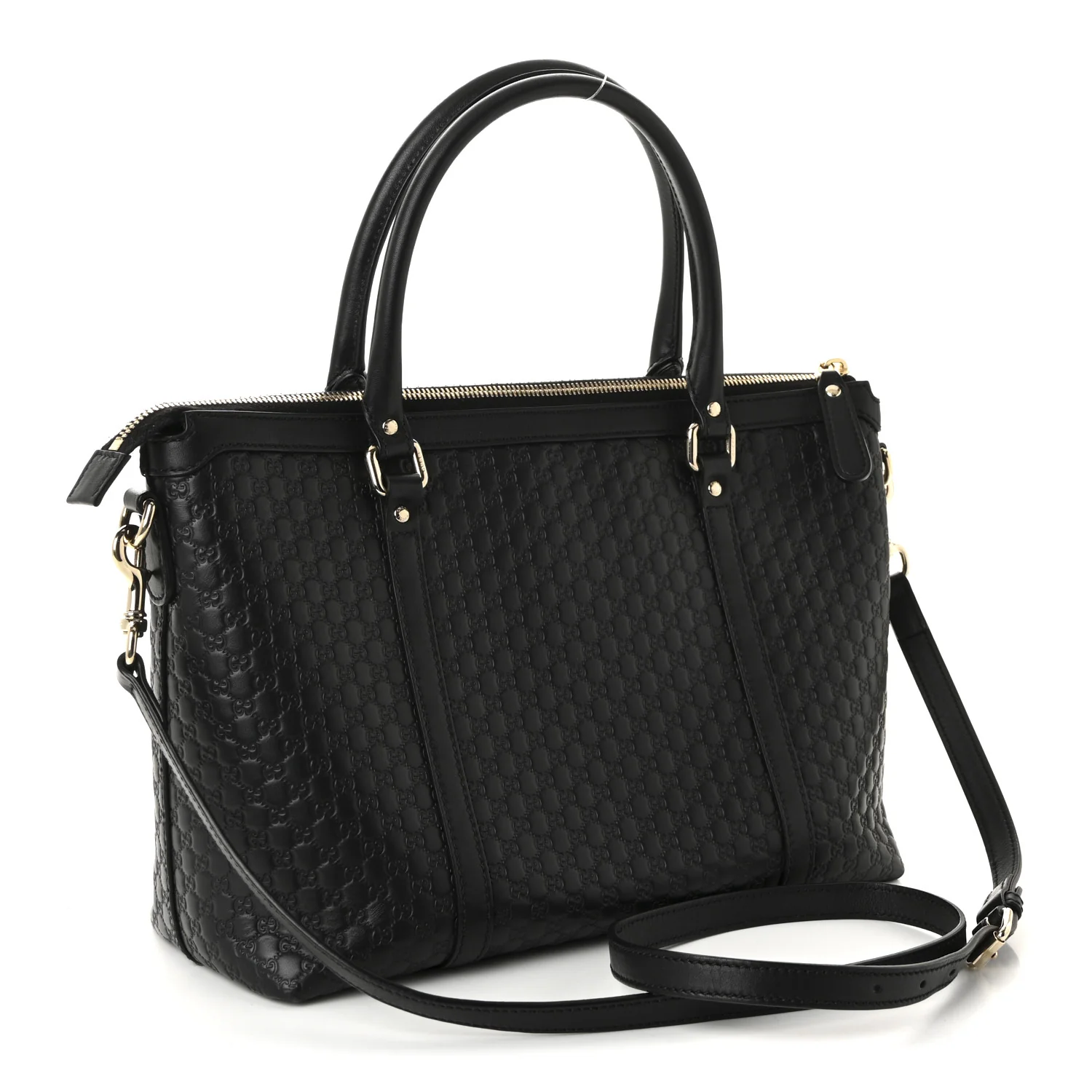 Soft Microguccissima Small Zippered Satchel Black - Image 3