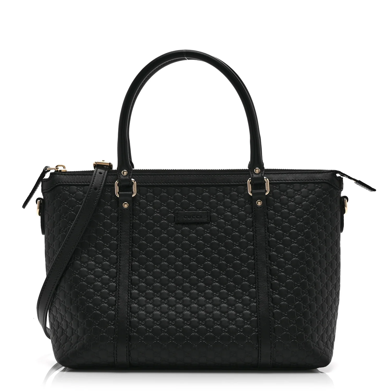Soft Microguccissima Small Zippered Satchel Black