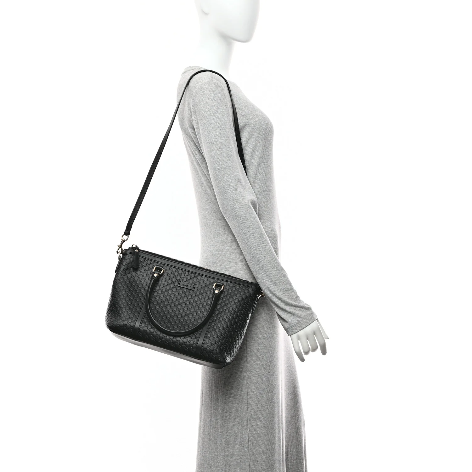 Soft Microguccissima Small Zippered Satchel Black - Image 2