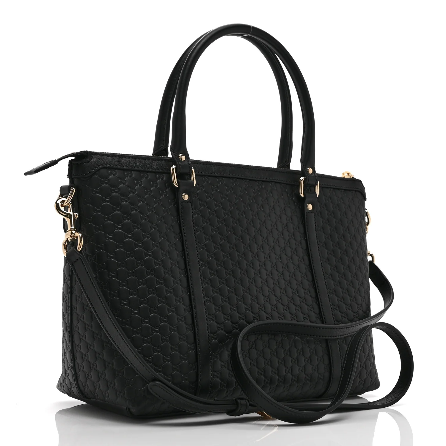 Soft Microguccissima Small Zippered Satchel Black - Image 3