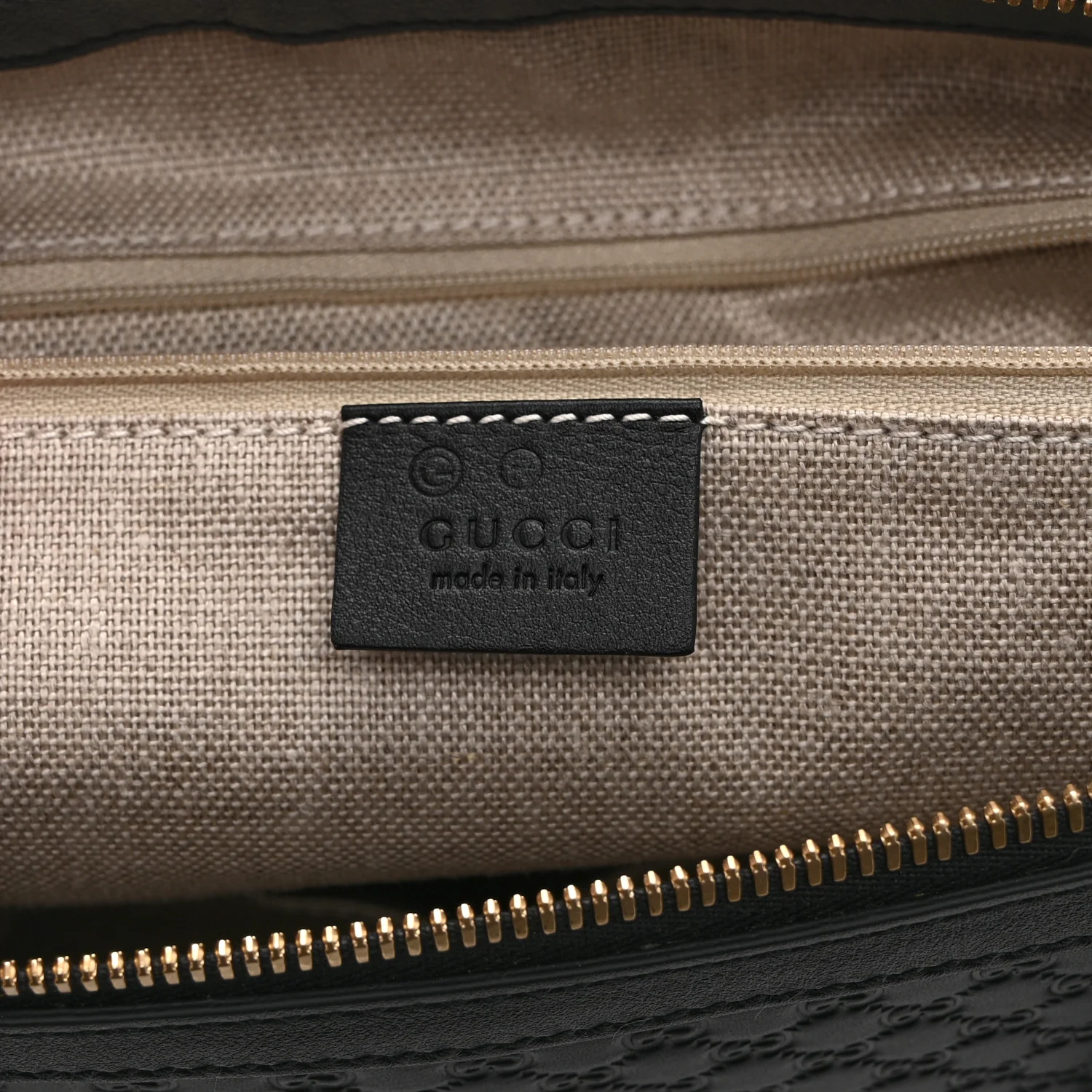 Soft Microguccissima Small Zippered Satchel Black - Image 6