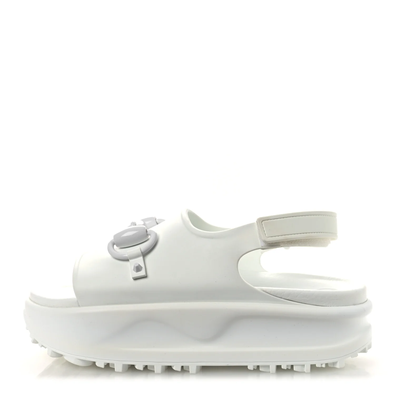 Soft Rubber Horsebit Touch Womens Strapped Sandals 38 Great White