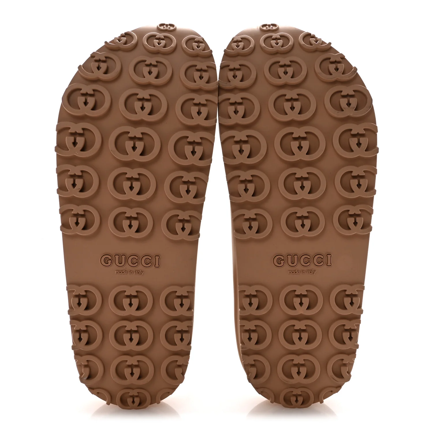 Soft Rubber Mens Interlocking G Platform 42mm Slide Sandals 9 Vintage Camel - Image 6