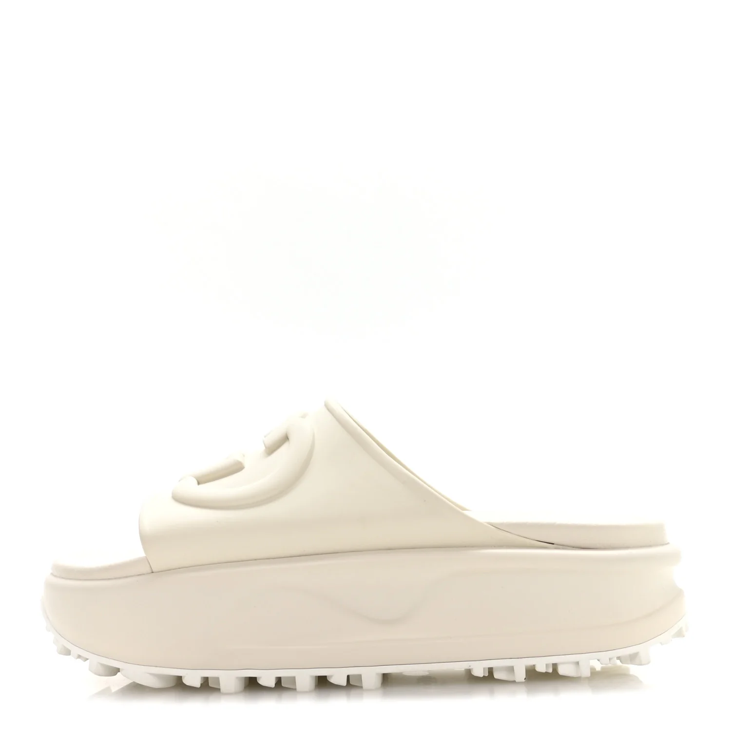 Soft Rubber Womens Interlocking G Platform 42mm Slide Sandals 40 Off White