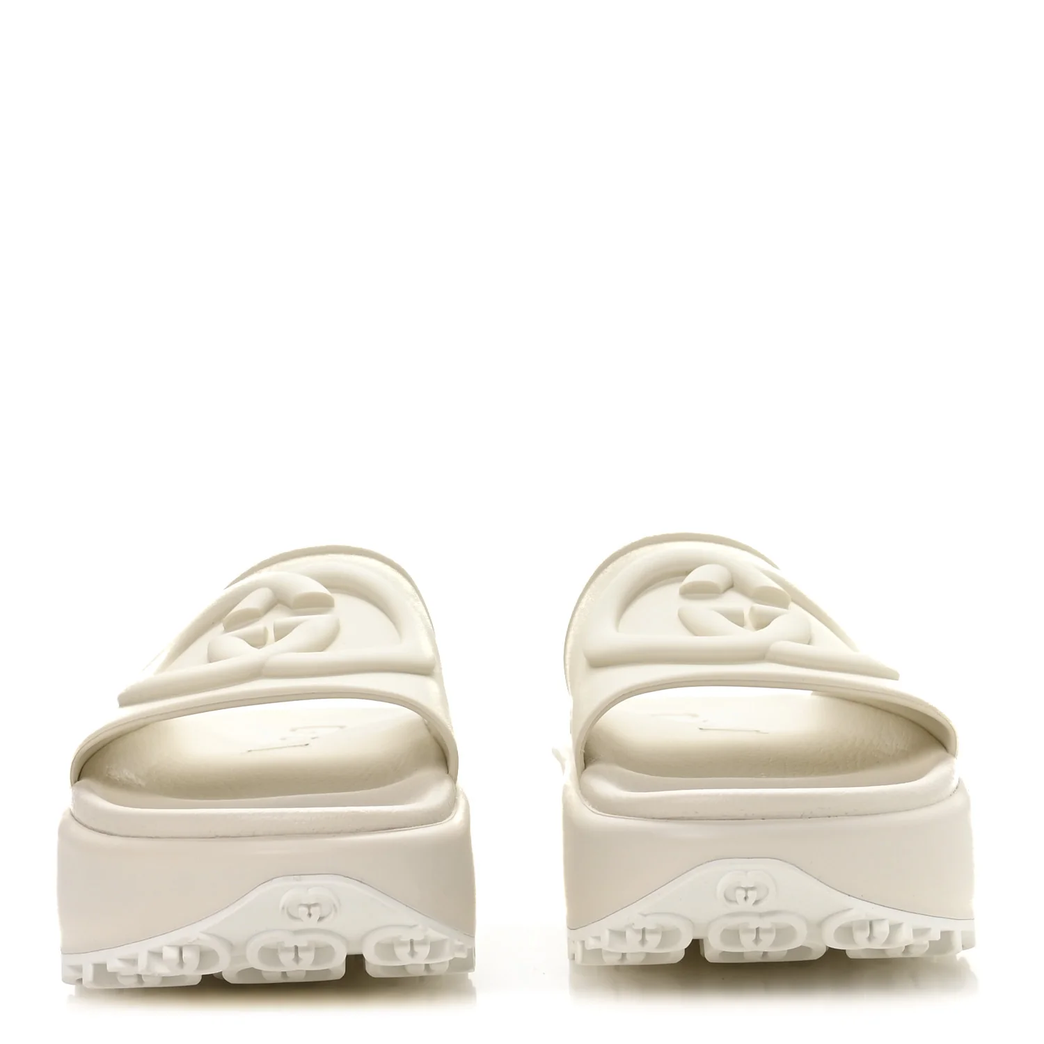 Soft Rubber Womens Interlocking G Platform 42mm Slide Sandals 40 Off White - Image 5