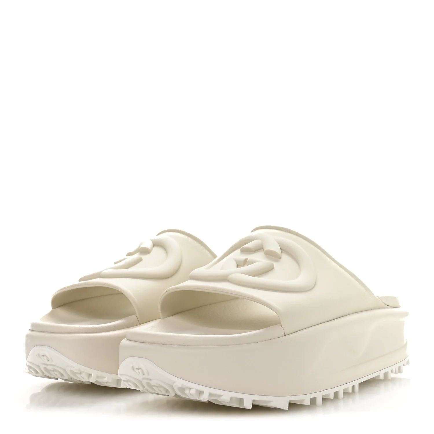 Soft Rubber Womens Interlocking G Platform 42mm Slide Sandals 40 Off White - Image 7